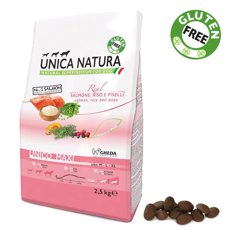 GH UNICA NATURA SUŅU MAXI LASIS/RĪSI/ZIRŅI 2.5KG - Produkta attēls 