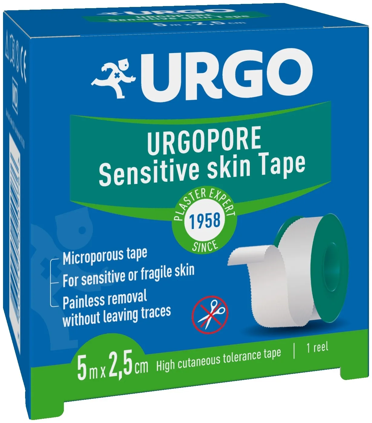 URGO PORE plāksteri 5 m x 2,5 cm - Produkta attēls 