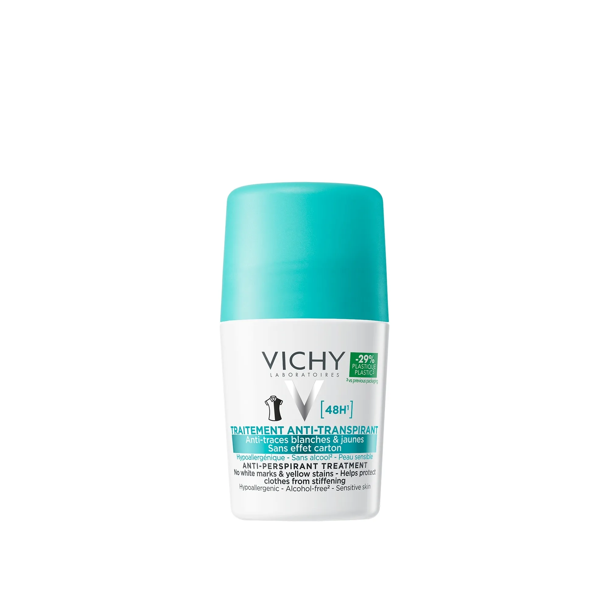 VICHY dezodorants-rullītis ar 48h iedarbību apģērbu saudzējošs, 50 ml - Produkta attēls 