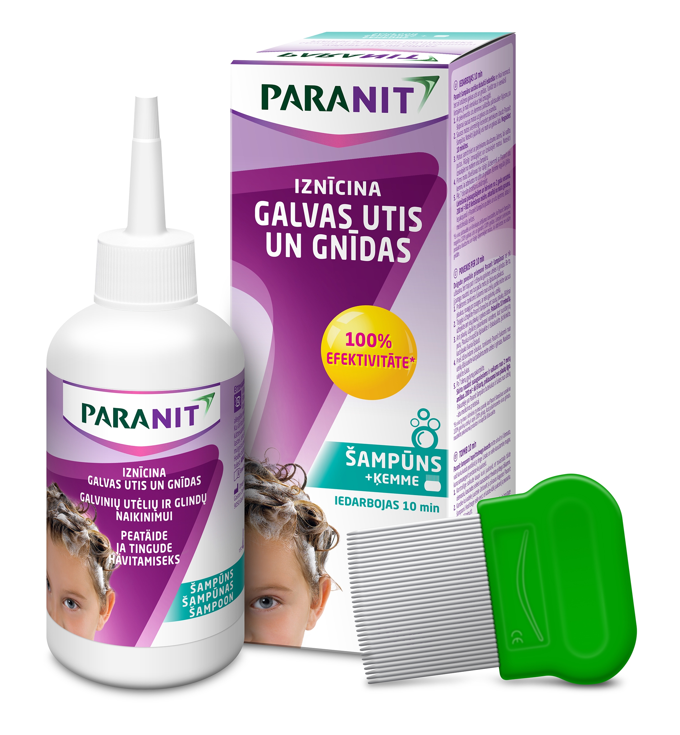 PARANIT šampūns 200ml + ķemme - Produkta attēls 