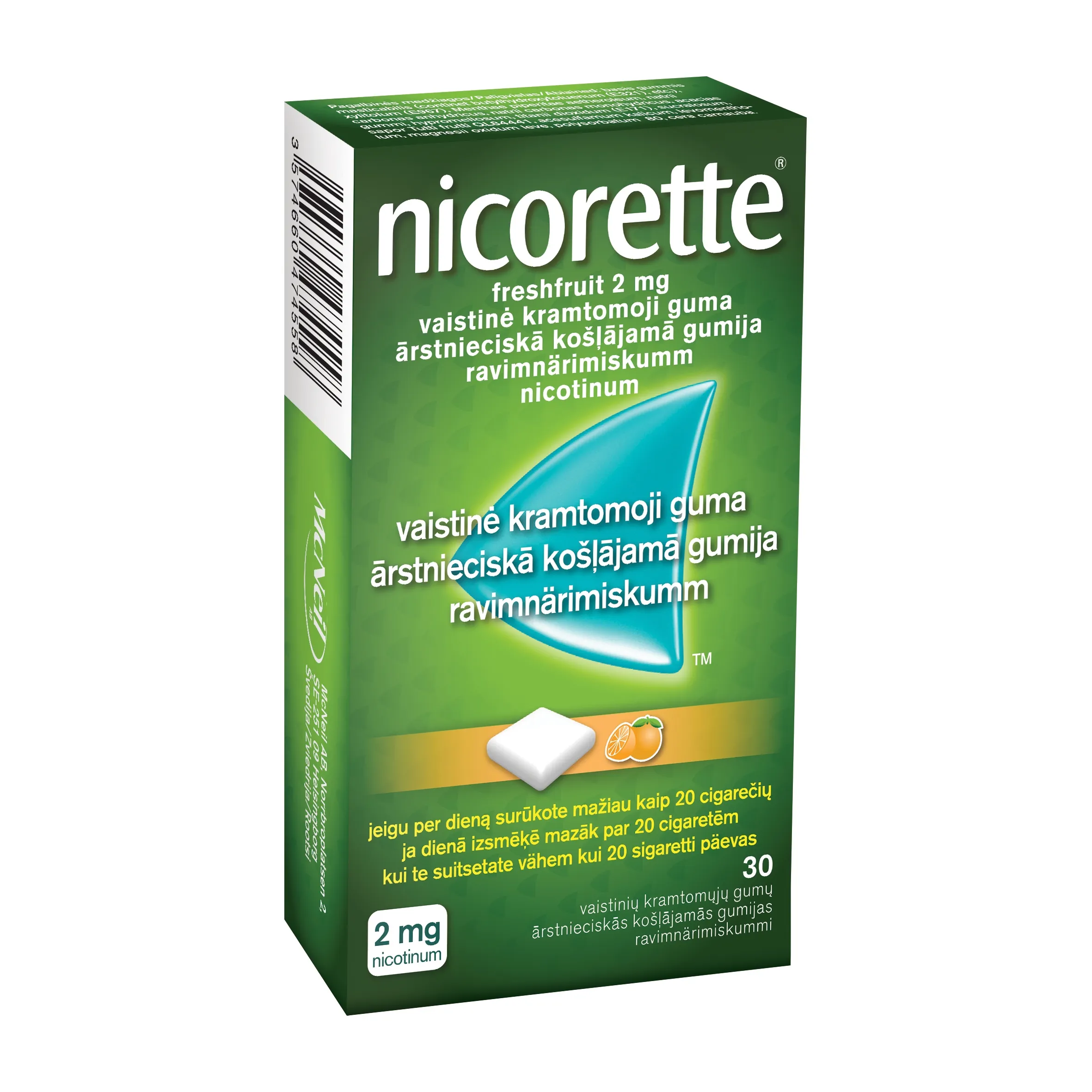 NICORETTE Freshfruit 2 mg košļājamā gumija, 30 gab. - Produkta attēls 8