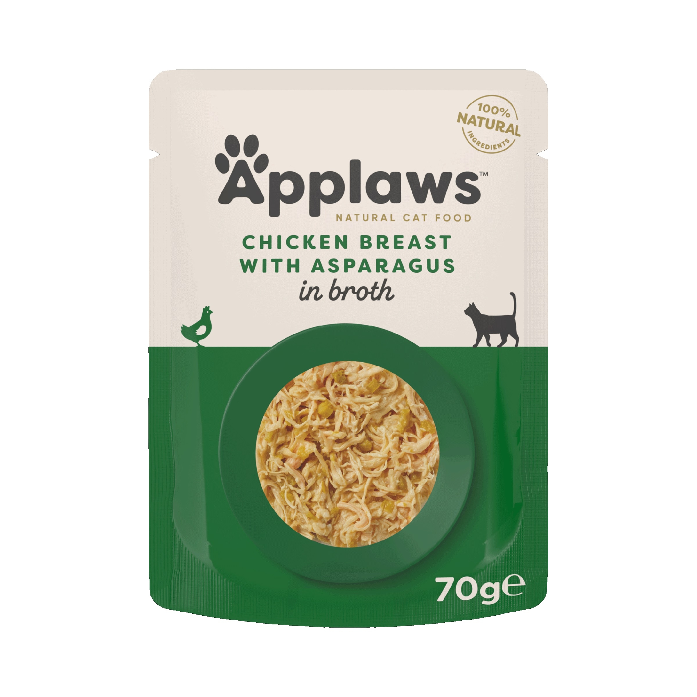 Applaws kaķu mitrā barība paciņā vista/sparģeļi buljonā 70g - Produkta attēls 