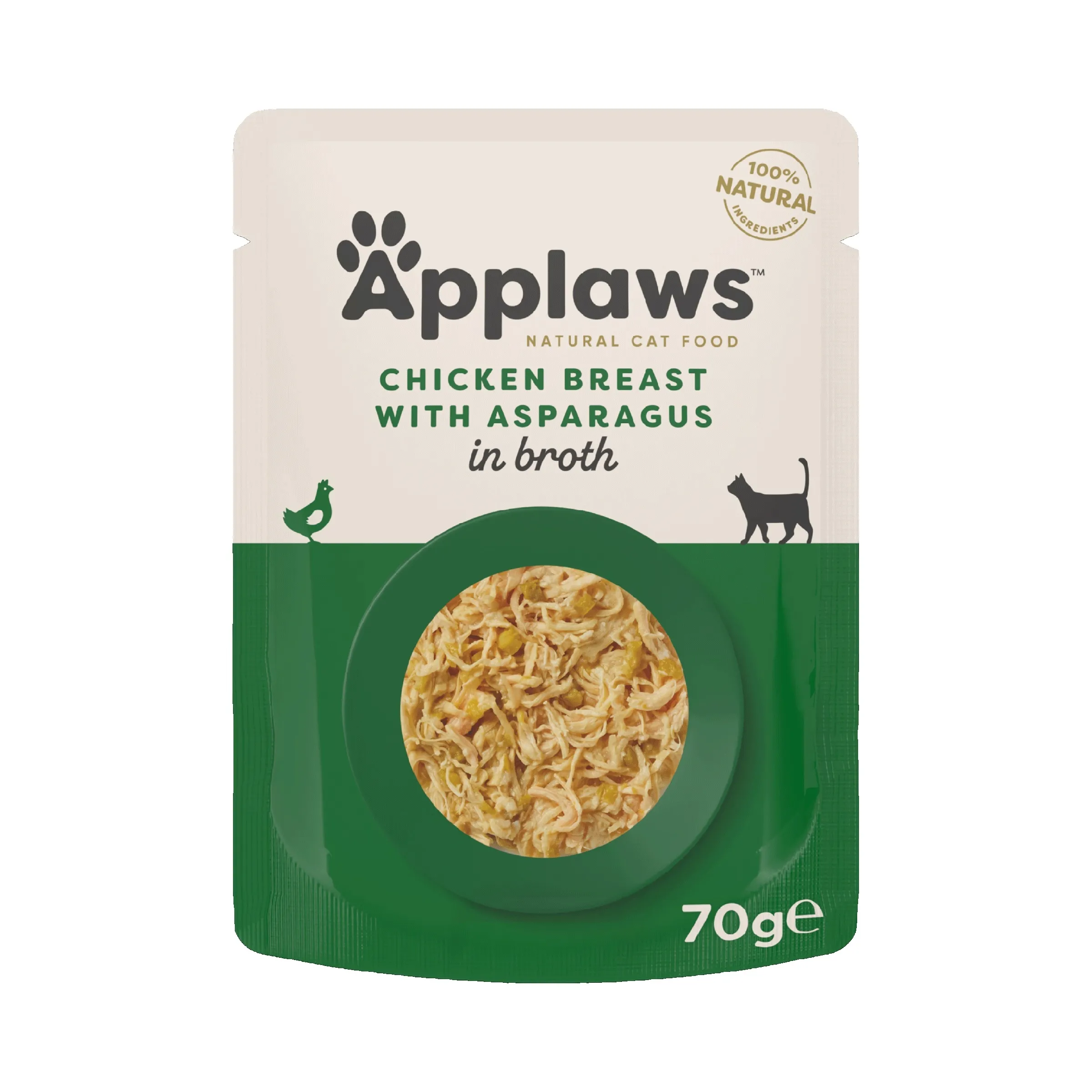 Applaws kaķu mitrā barība paciņā vista/sparģeļi buljonā 70g - Produkta attēls 