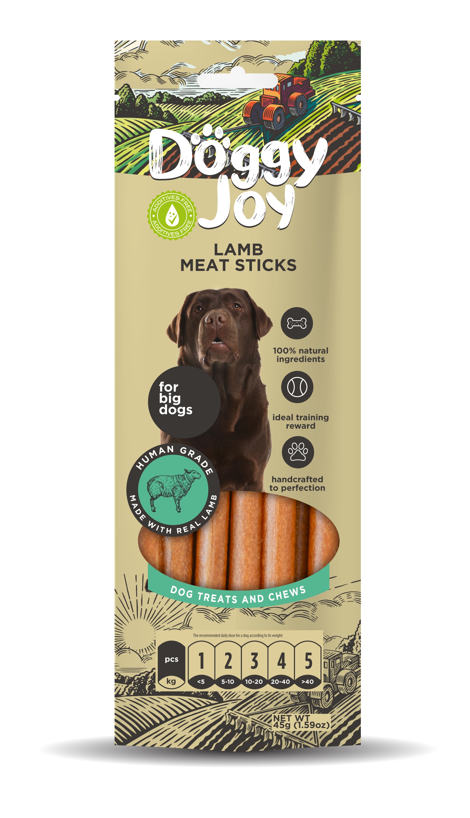 DOGGY JOY JĒRA GAĻAS DESIŅAS SUŅIEM 45G - Produkta attēls 