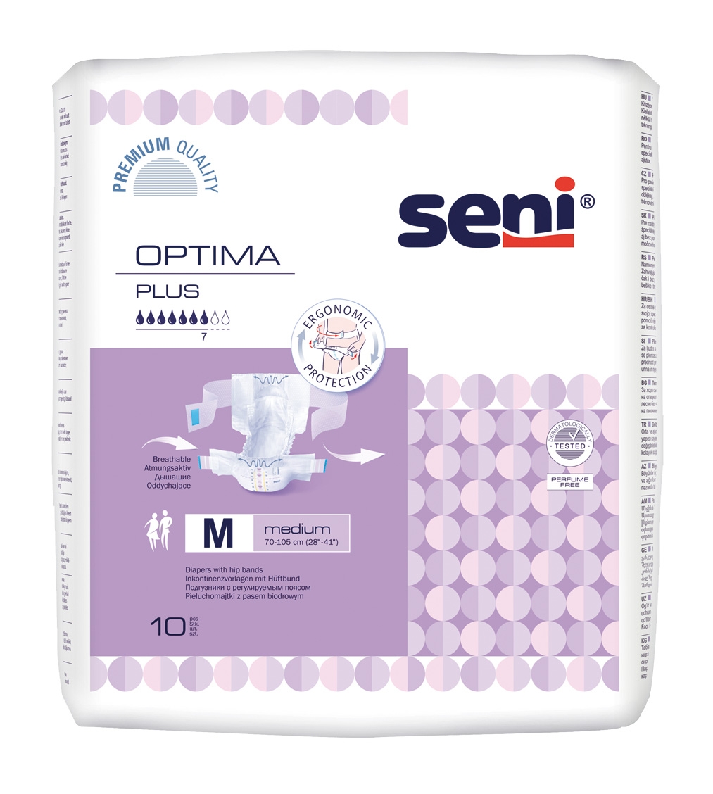 SENI OPTIMA PLUS jostbikses pieaugušajiem, M izmērs, 10 gab. - Produkta attēls 