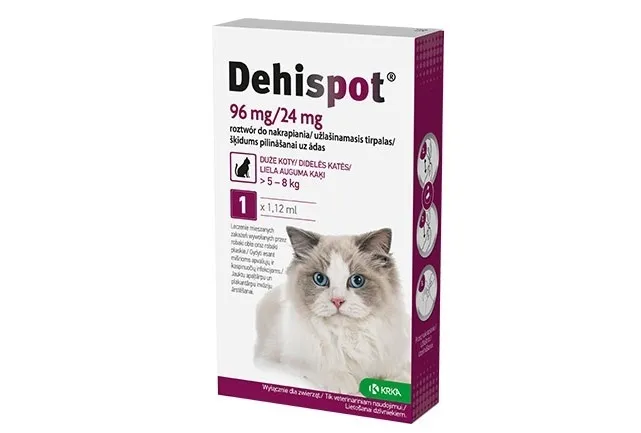DEHISPOT 96mg/24mg šķīdums pilināšanai kaķiem 5-8kg 1,12ml N1 - Produkta attēls 