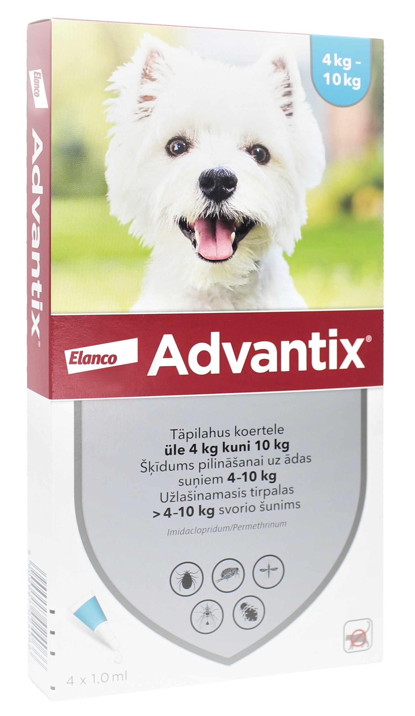 ADVANTIX   100/500MG ŠĶĪD 1ML SUŅIEM 4-10KG N4 - Produkta attēls 