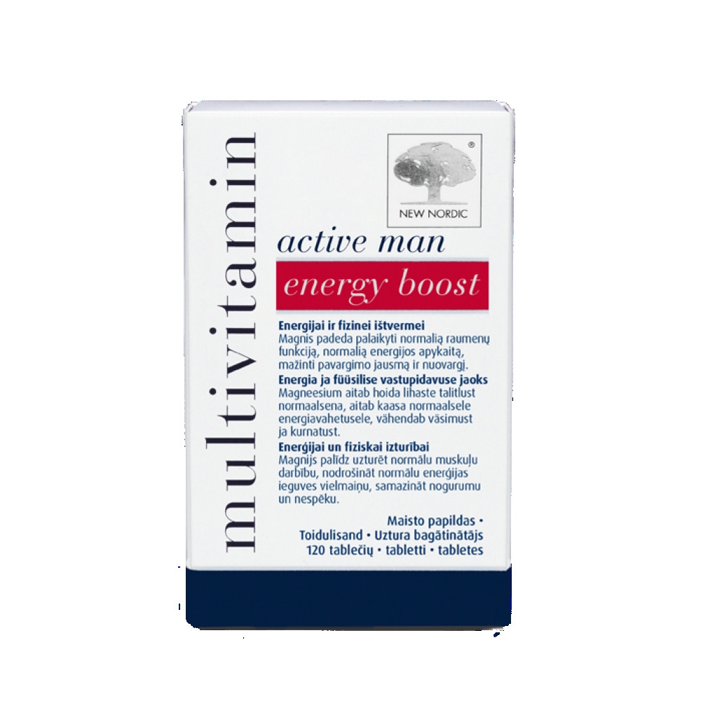 NEW NORDIC Multivitamin Active Man Energy Boost tabletes, 120 gab. - Produkta attēls 
