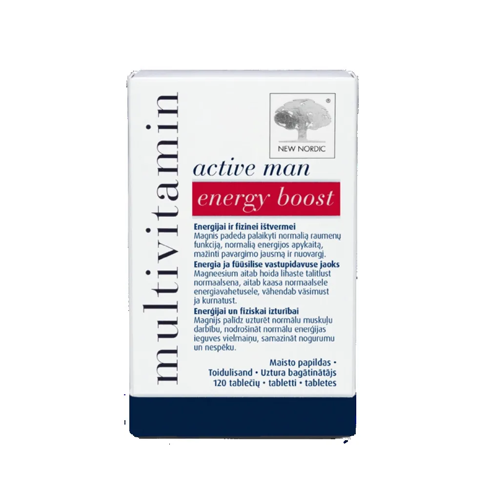 NEW NORDIC Multivitamin Active Man Energy Boost tabletes, 120 gab. - Produkta attēls 