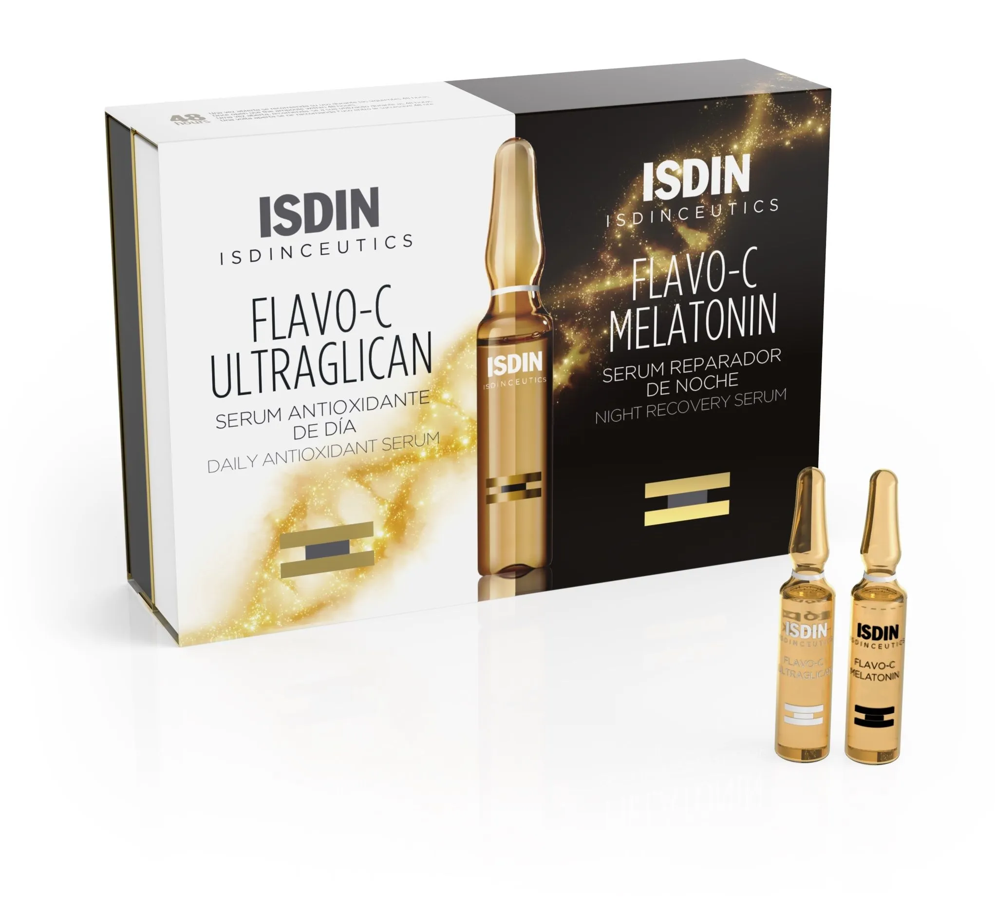 ISDIN Flavo-C nakts ampulas diena & nakts, 2 ml, 10 gab + 10 gab - Produkta attēls 