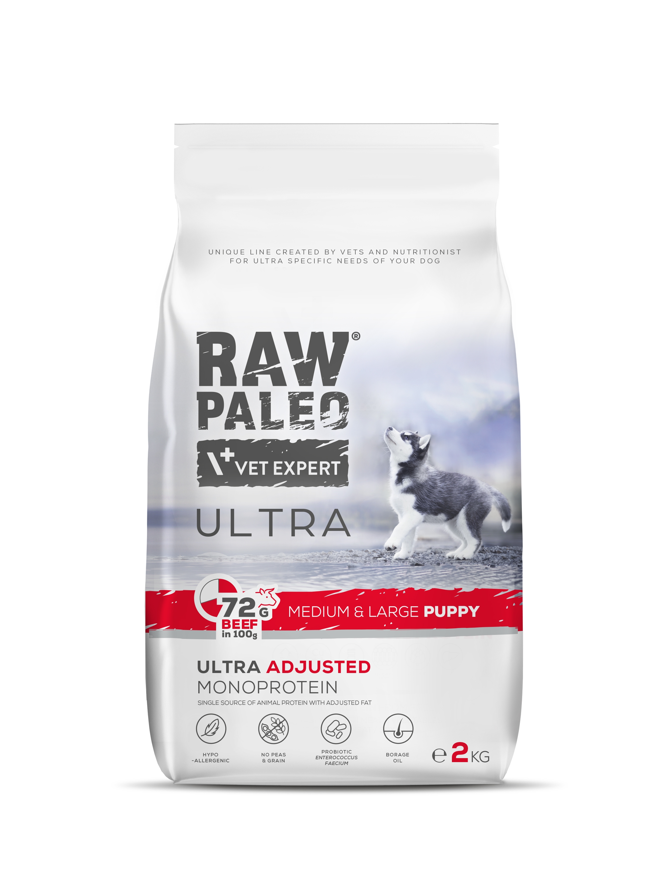 RAW PALEO ULTRA KUCĒNU SAUSĀ B MEDIUM/LARGE CŪKGAĻA 2KG - Produkta attēls 