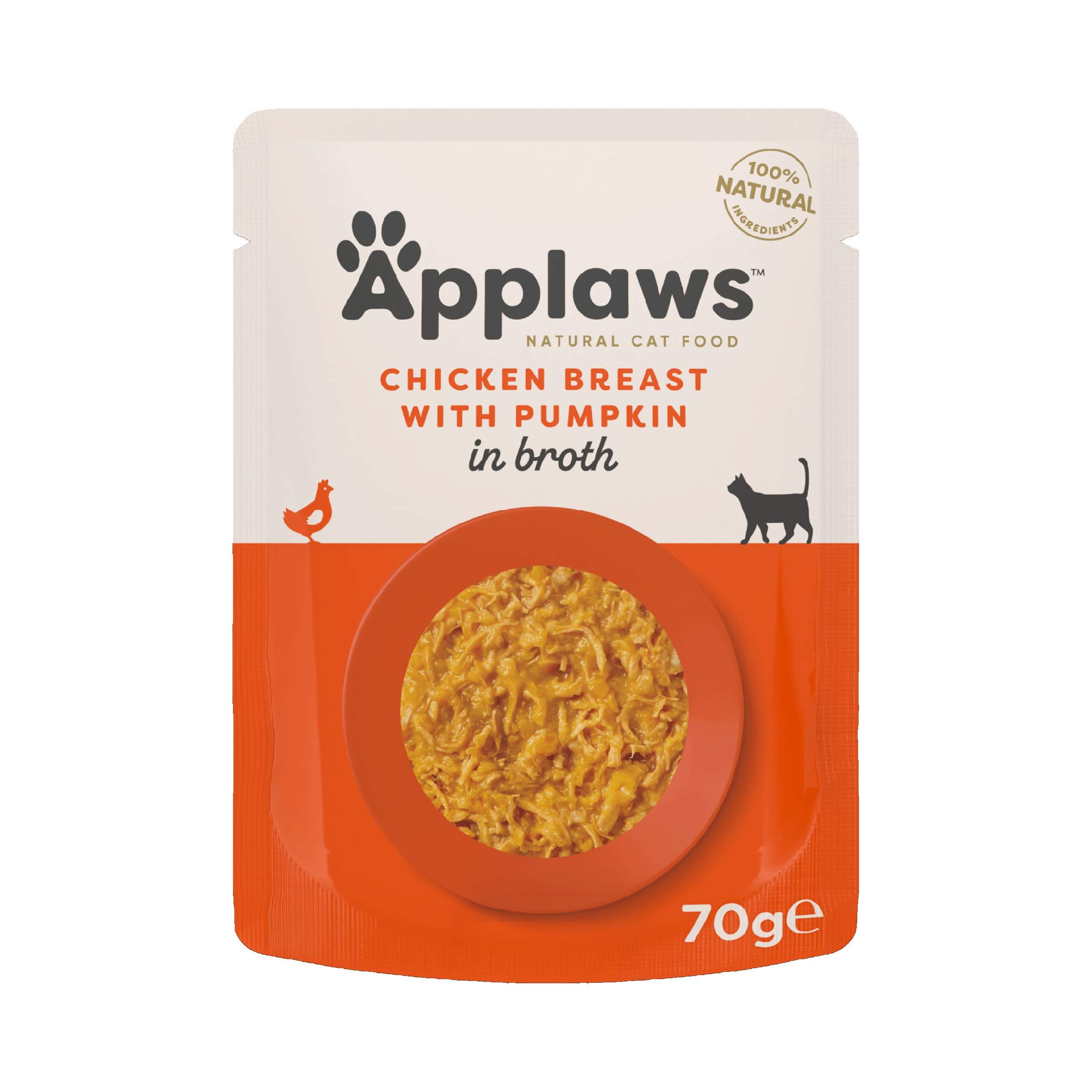 Applaws kaķu mitrā barība paciņā vista/ķirbis buljonā 70g - Produkta attēls 