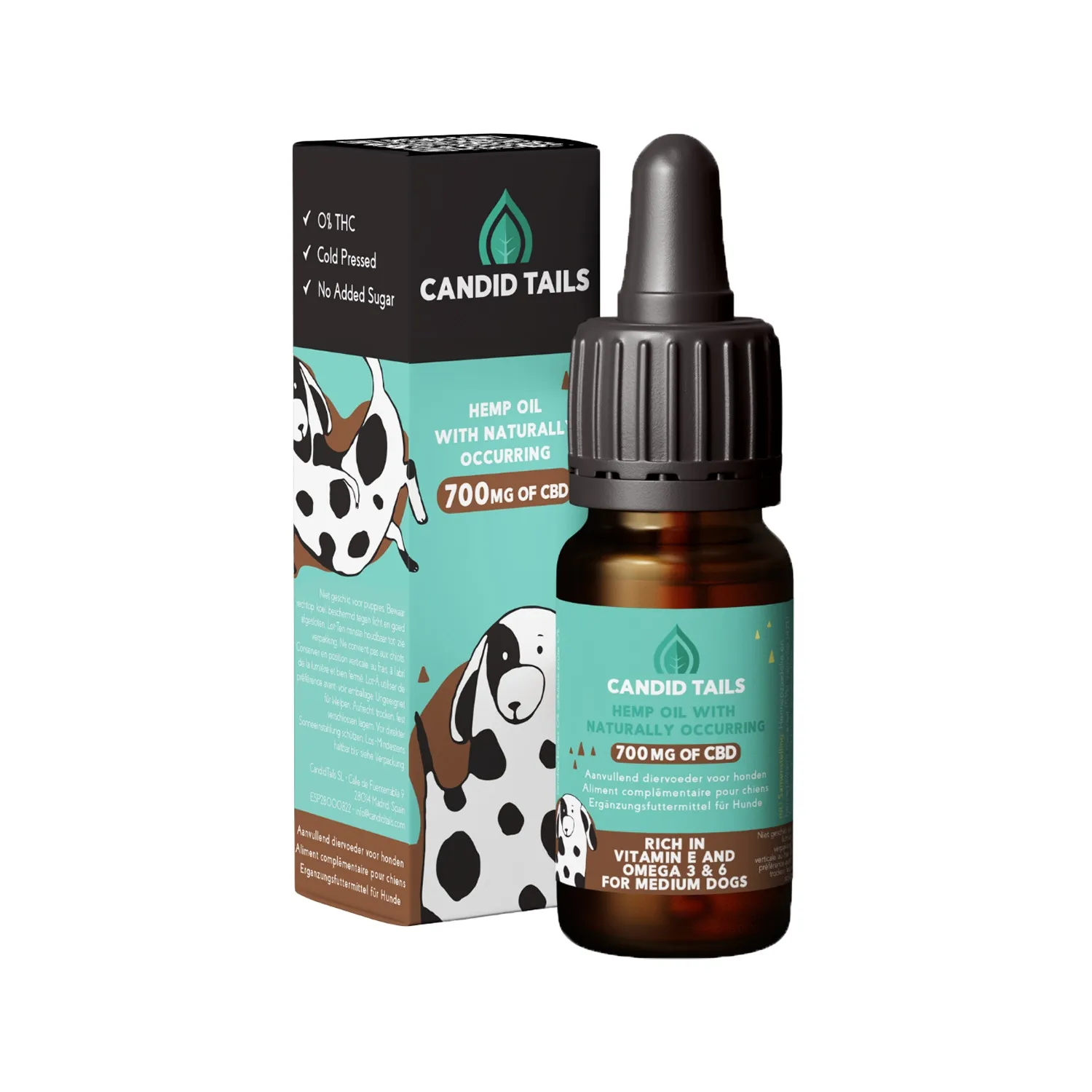 Candid Tails CBD kaņepju-laša eļļa suņiem (12-25kg) 20ml - Produkta attēls 