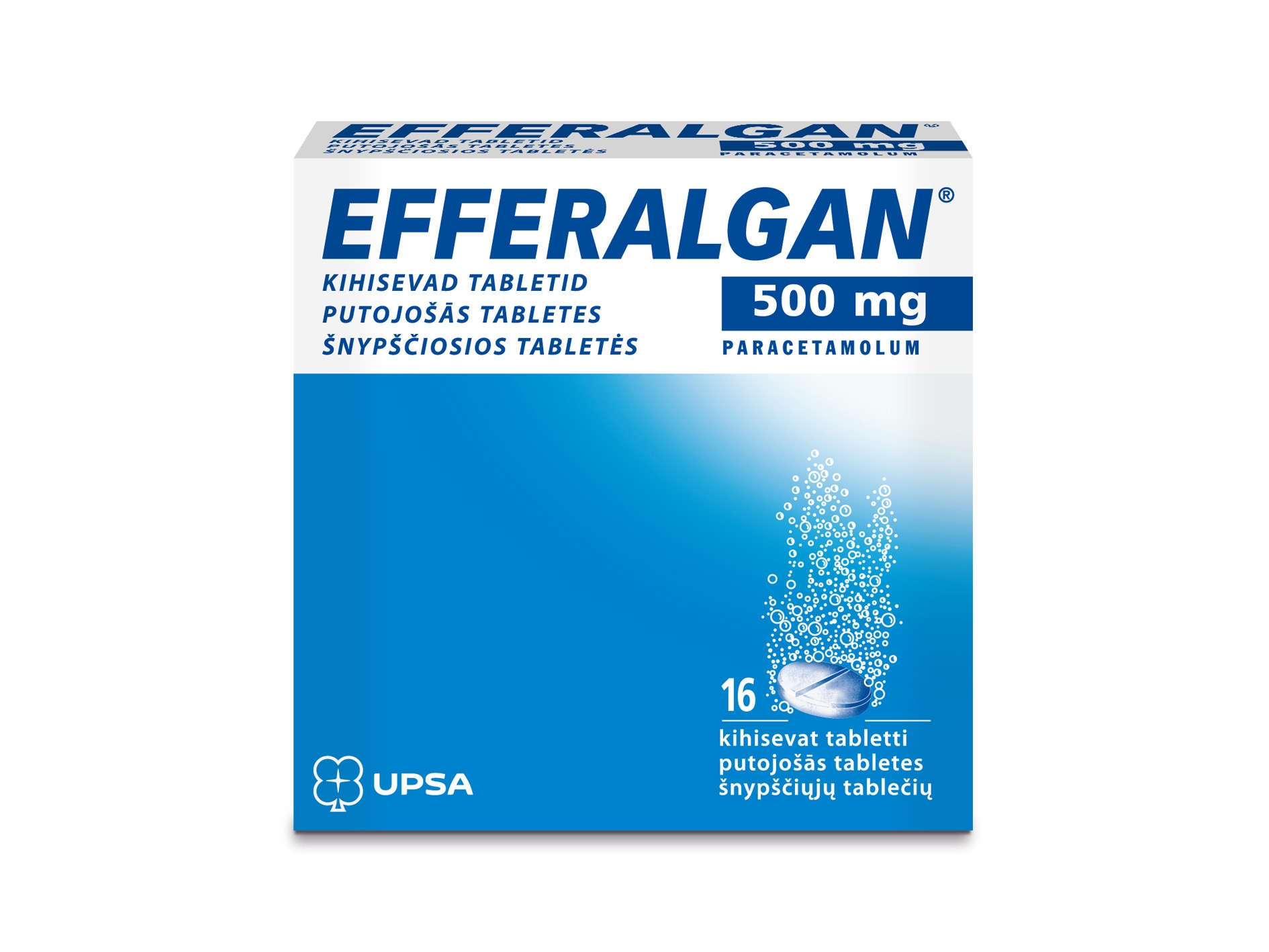 EFFERALGAN 500 mg putojošās tabletes, 16 gab. - Produkta attēls 