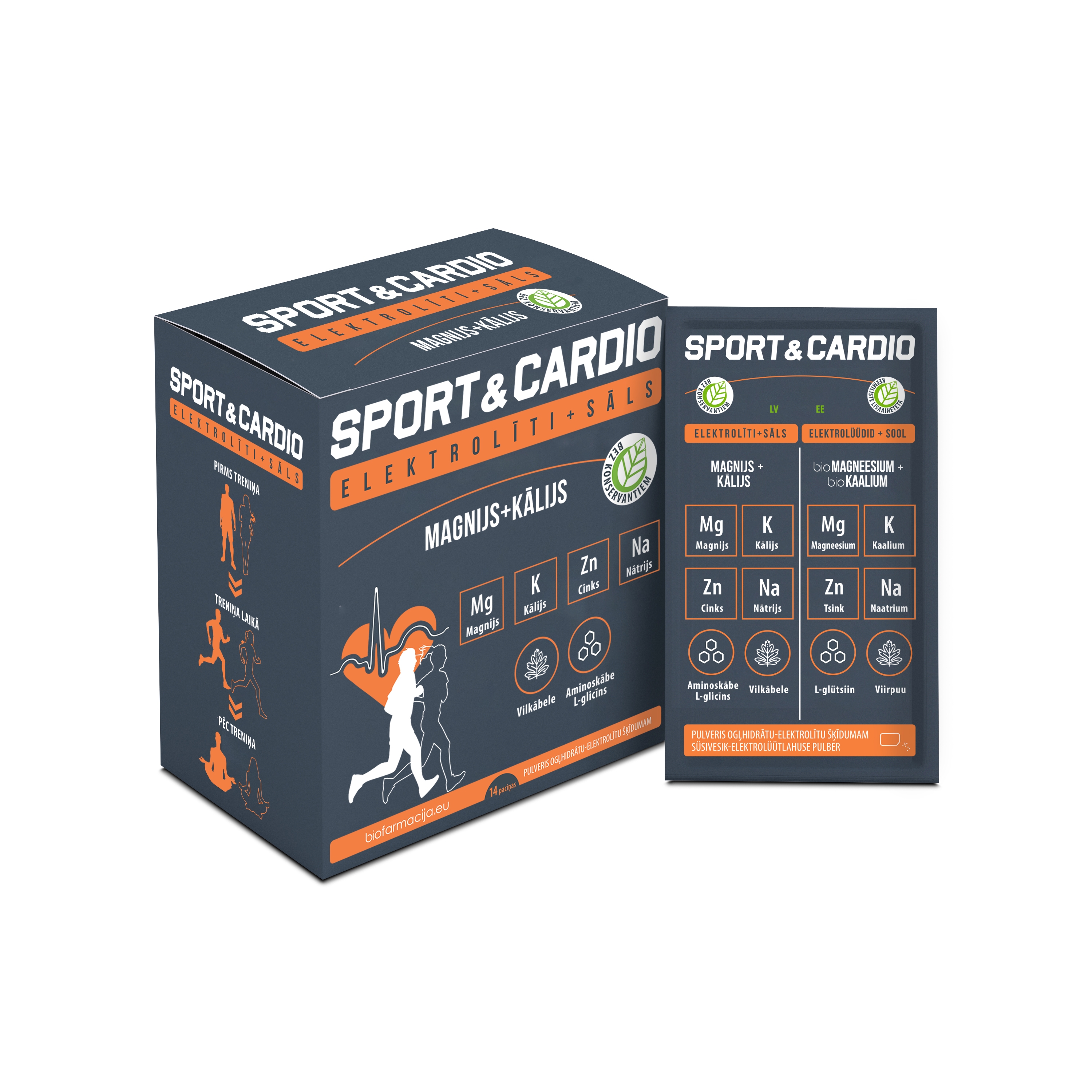 MAGNIJS+KĀLIJS Sport & Cardio pulveris (bojāts iepakojums), 14 gab. - Produkta attēls 
