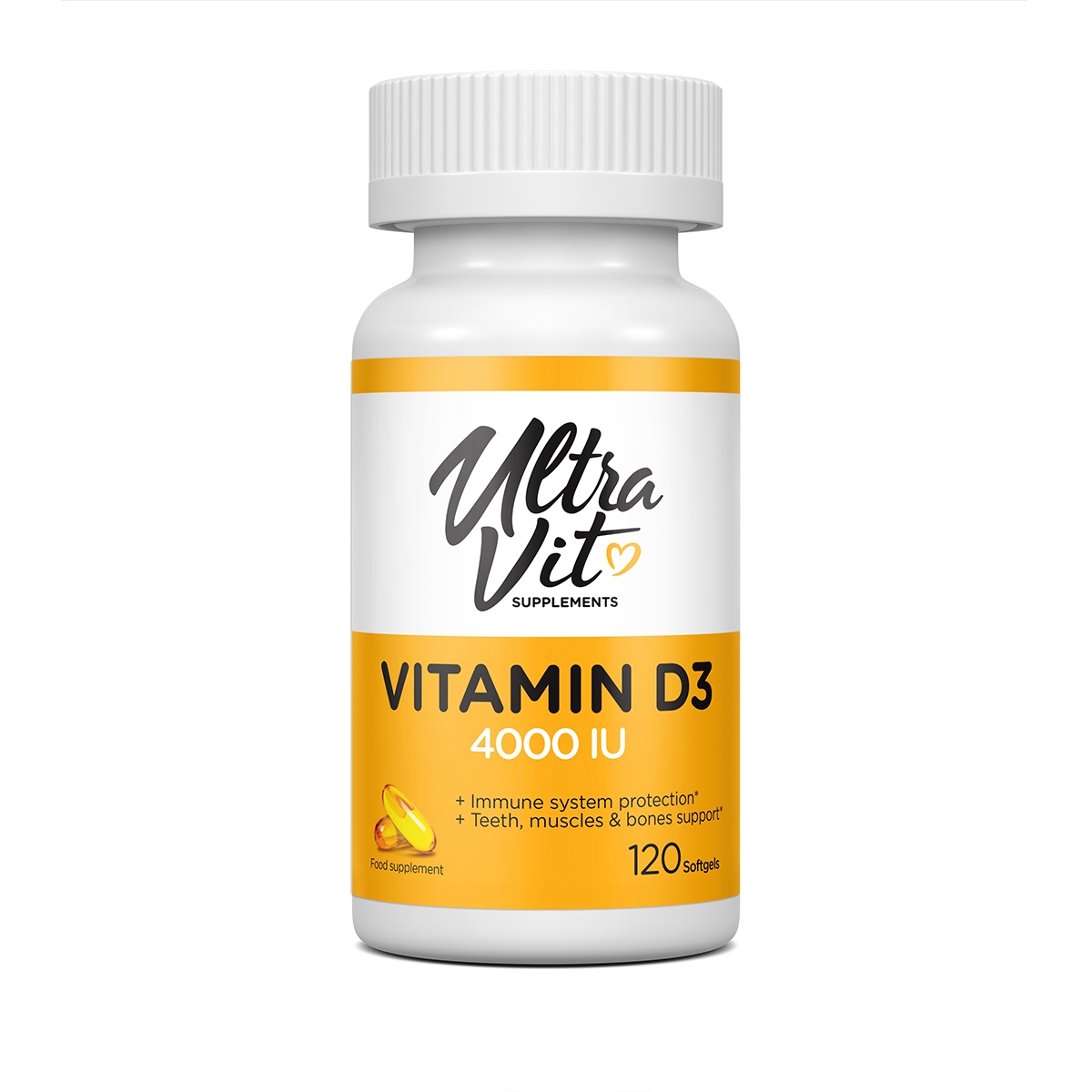 ULTRAVIT Vitamin D3 4000IU kapsulas, 120 gab - Produkta attēls 