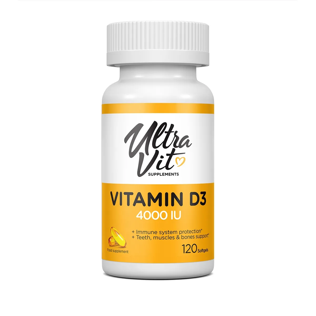 ULTRAVIT Vitamin D3 4000IU kapsulas, 120 gab - Produkta attēls 