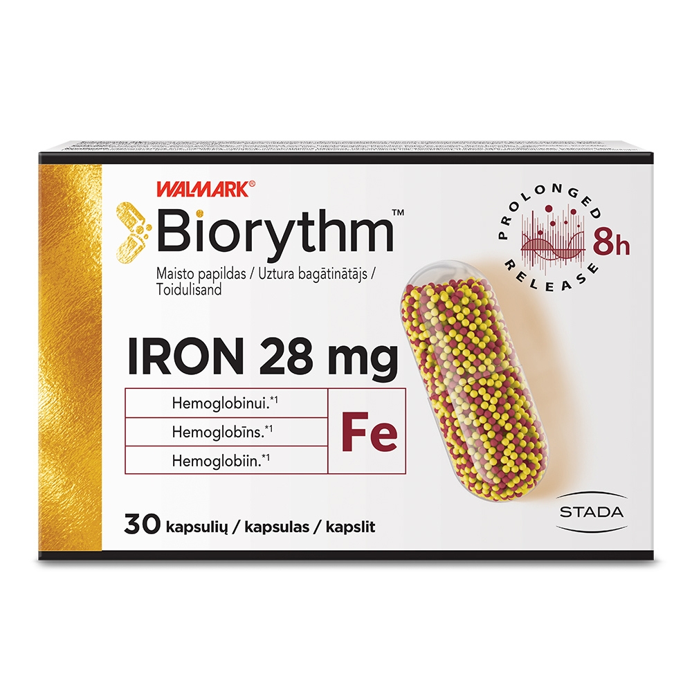 WALMARK Biorythm Iron 28 mg kapsulas, 30 gab. - Produkta attēls 