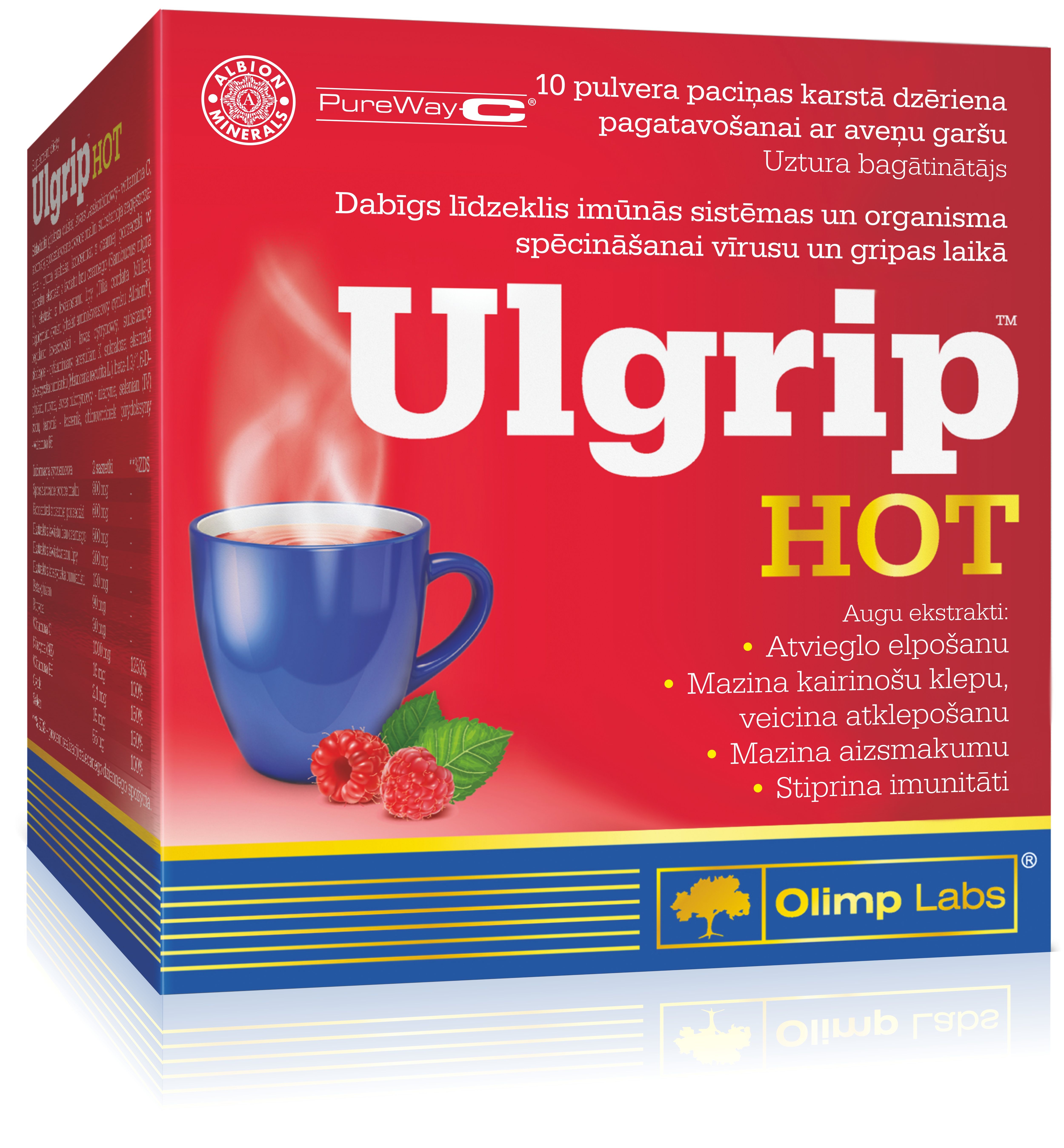 OLIMP LABS® Ulgrip Hot pulveris paciņās (aveņu), 10 gab. - Produkta attēls 2