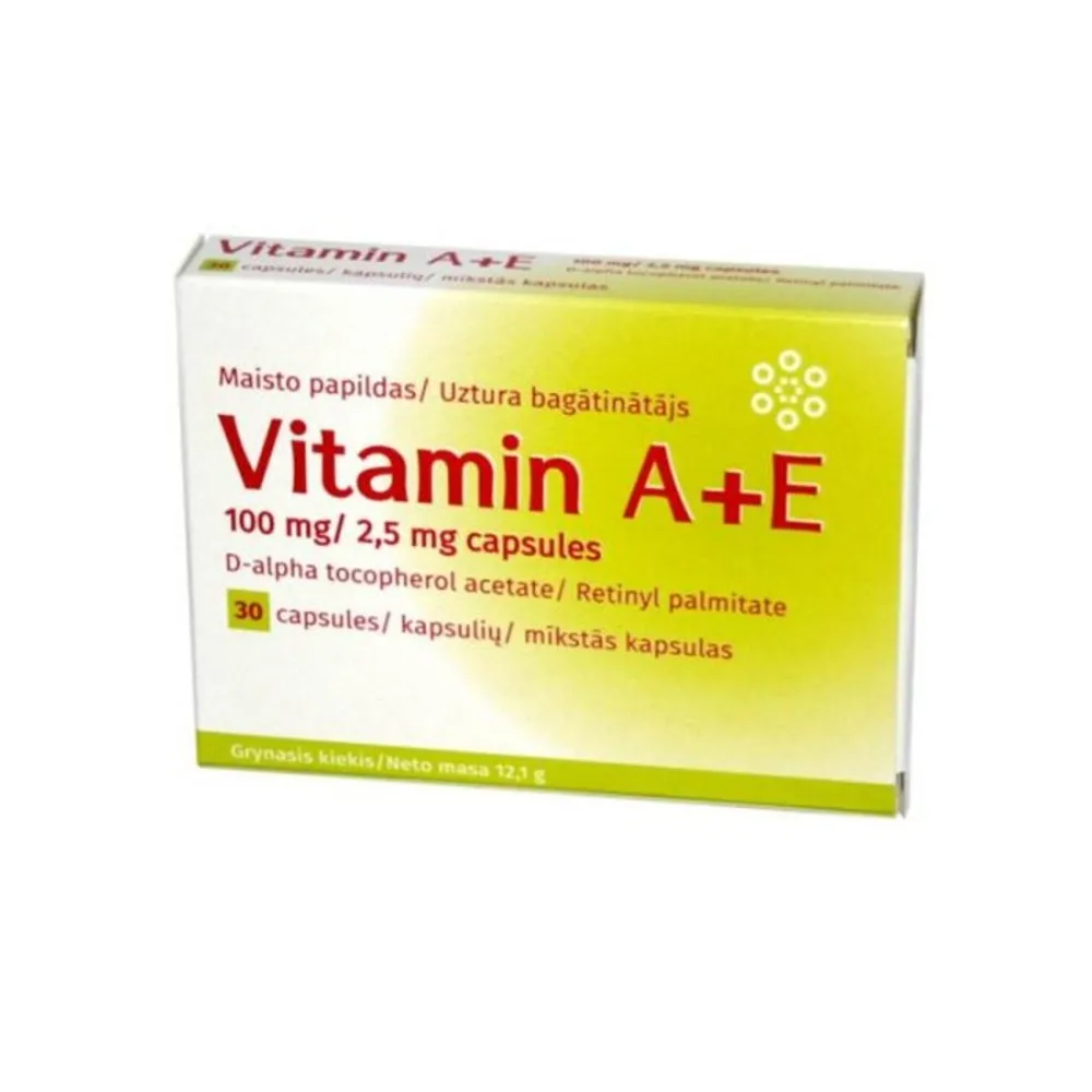 Vitamin A+E, 30 kapsulas - Produkta attēls 