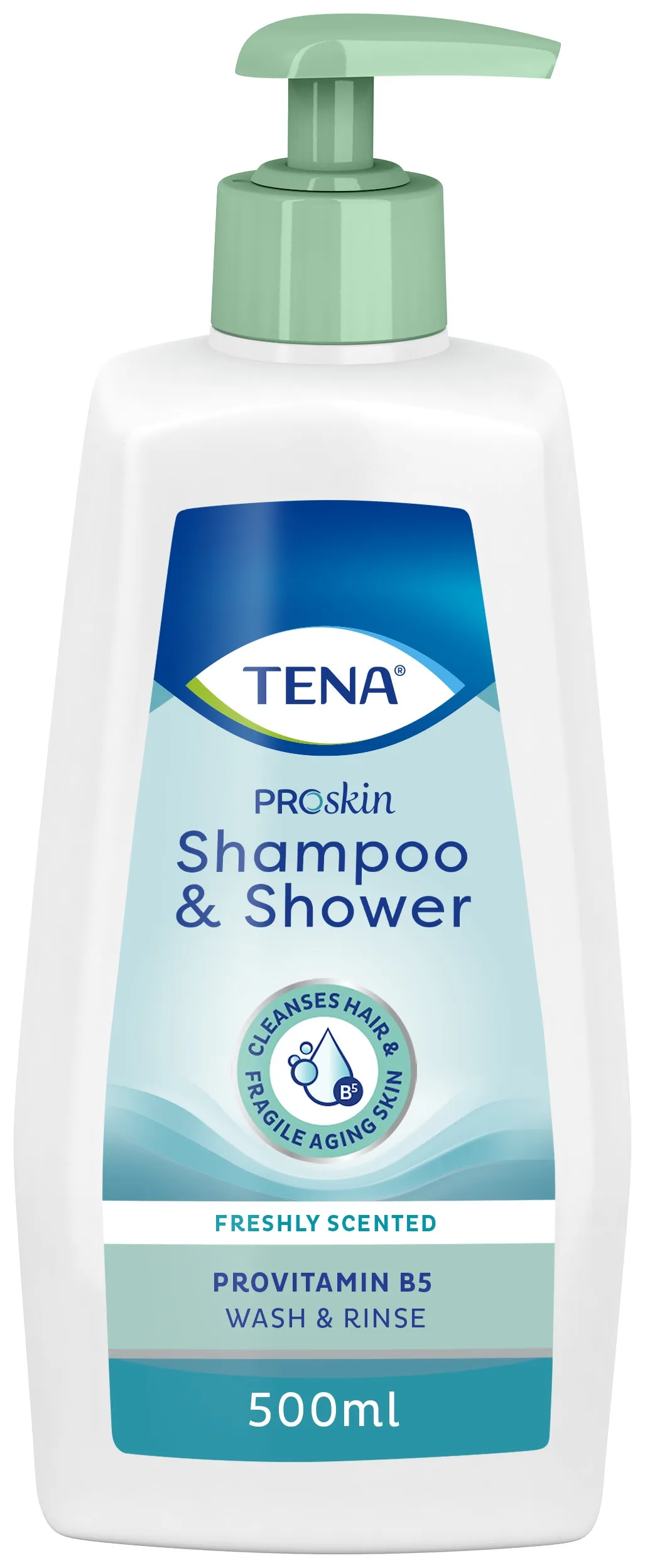 TENA Shampoo & Shower ProSkin 2in1 šampūns un dušas želeja, 500 ml - Produkta attēls 
