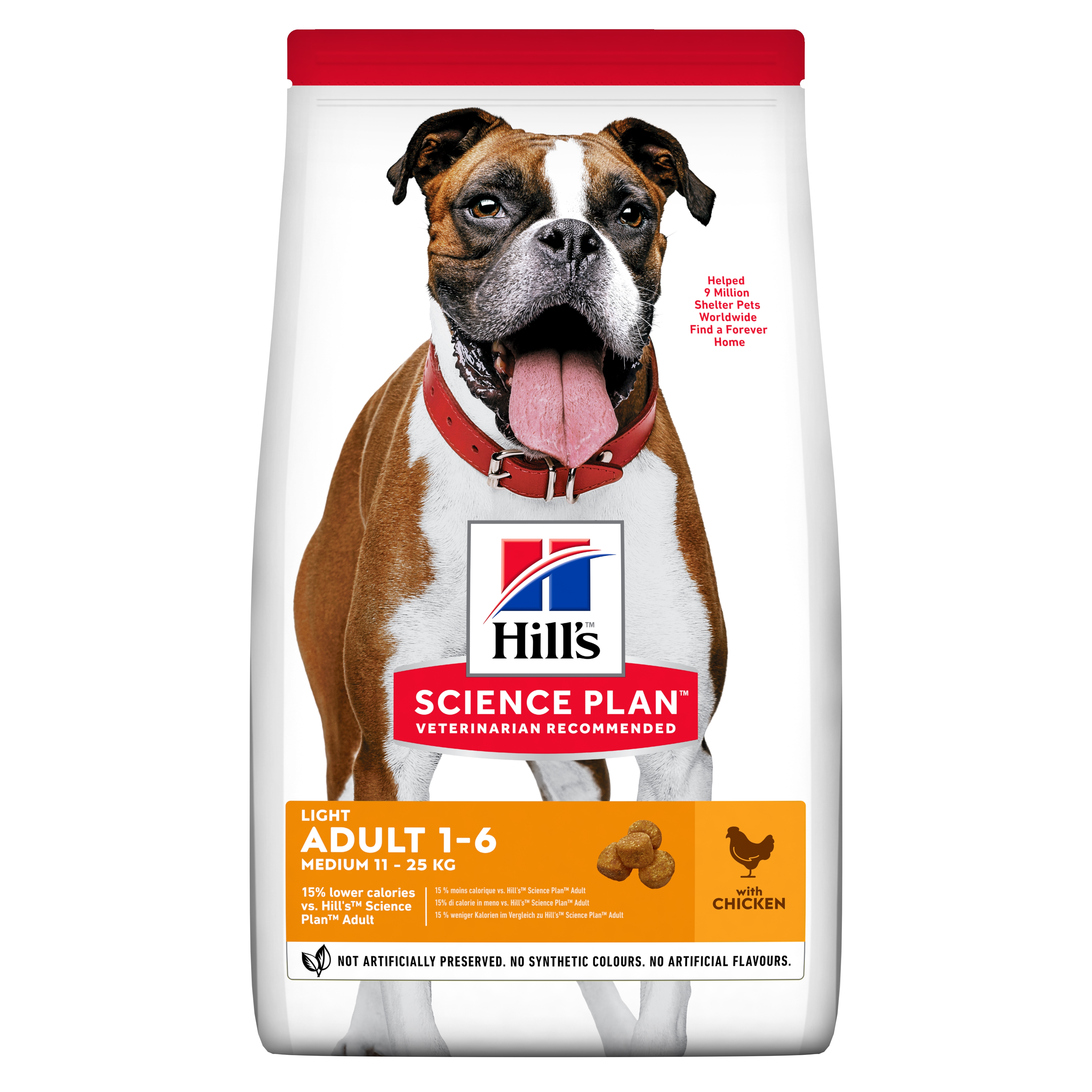 Hills suņu sausā barība Light vidējām šķirnēm vista 2,5kg - Produkta attēls 