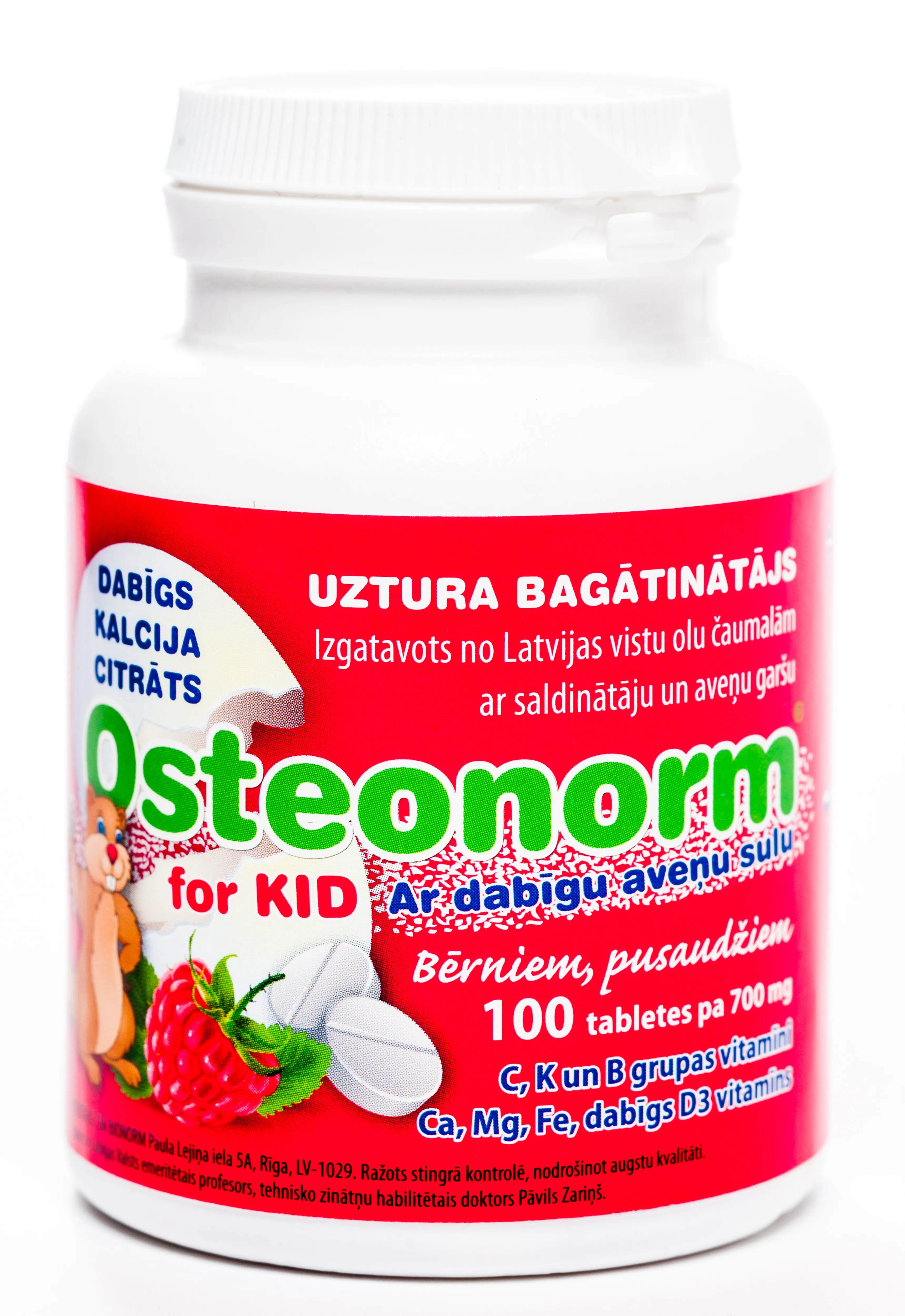 OSTEONORM For Kids 700 mg tabletes ar aveņu garšu, 100 gab. - Produkta attēls 
