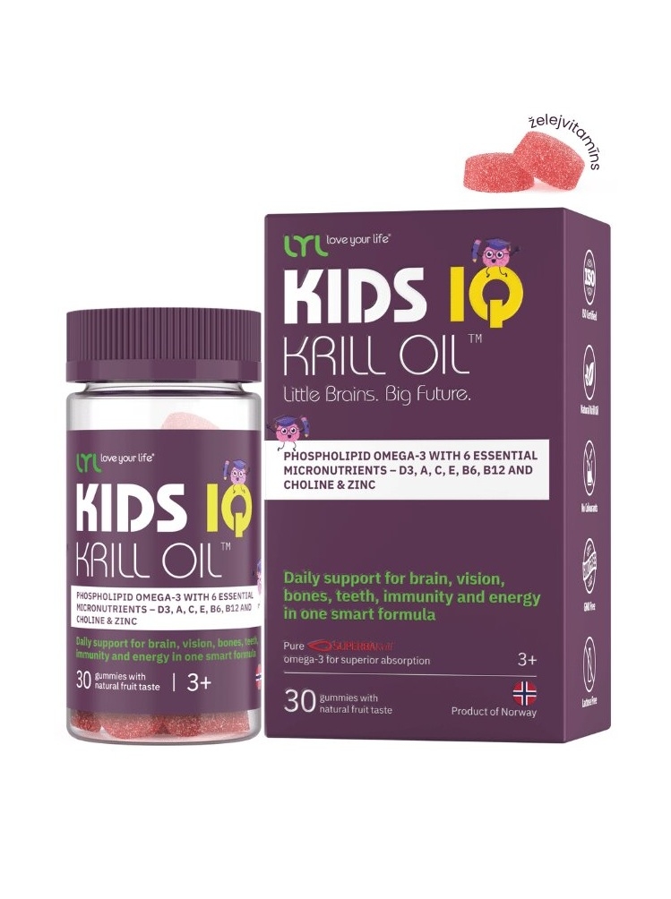 LYL KIDS IQ Krill Oil, košļājamas pastilas ar augļu garšu, 30 gab - Produkta attēls 5
