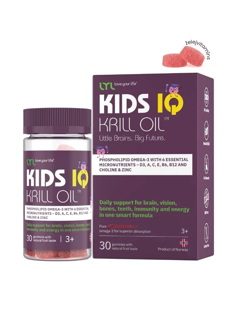 LYL KIDS IQ Krill Oil, košļājamas pastilas ar augļu garšu, 30 gab - Produkta attēls 5