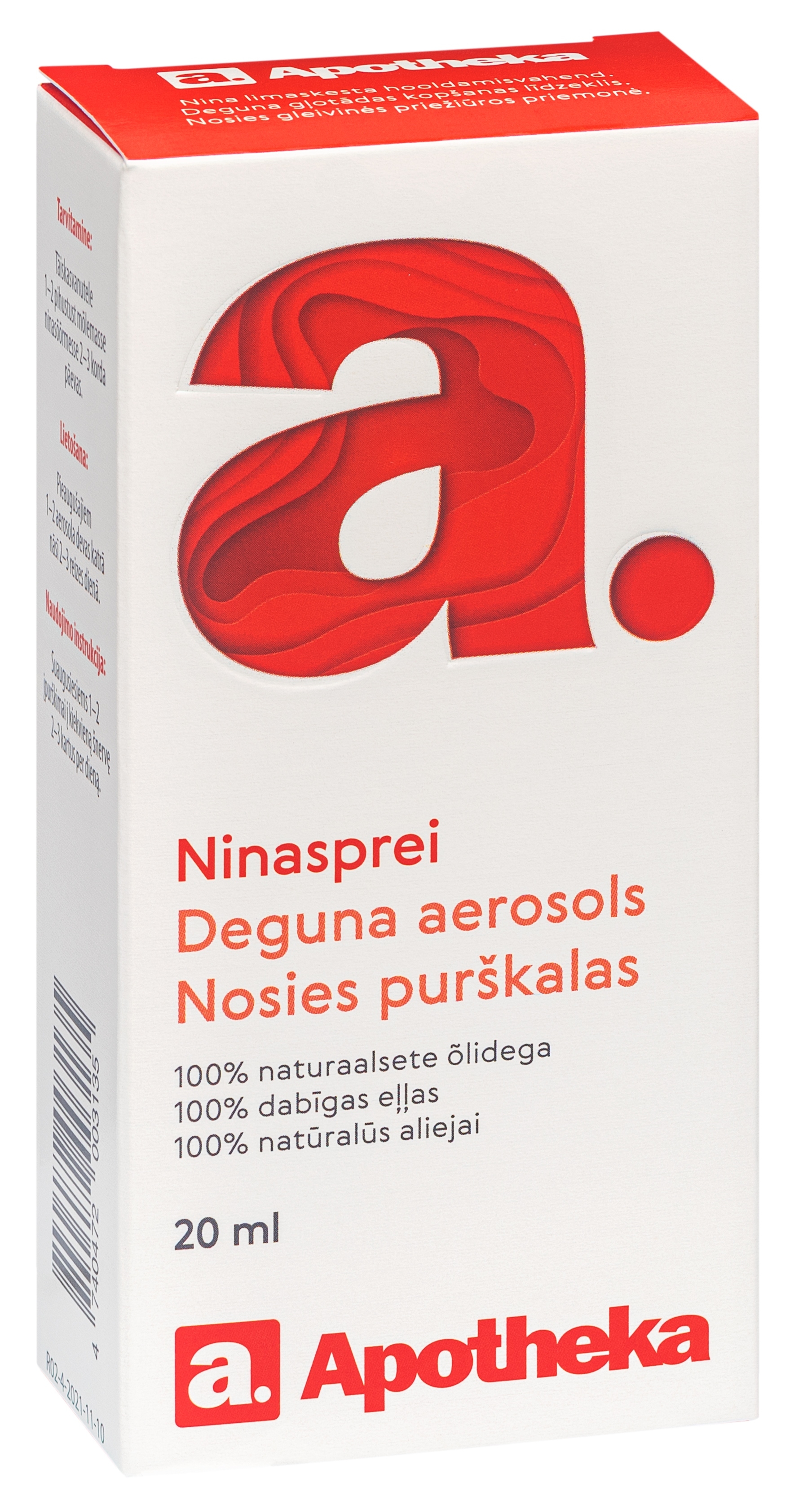 APOTHEKA deguna aerosols ar ēteriskajām eļļām, 20 ml - Produkta attēls 