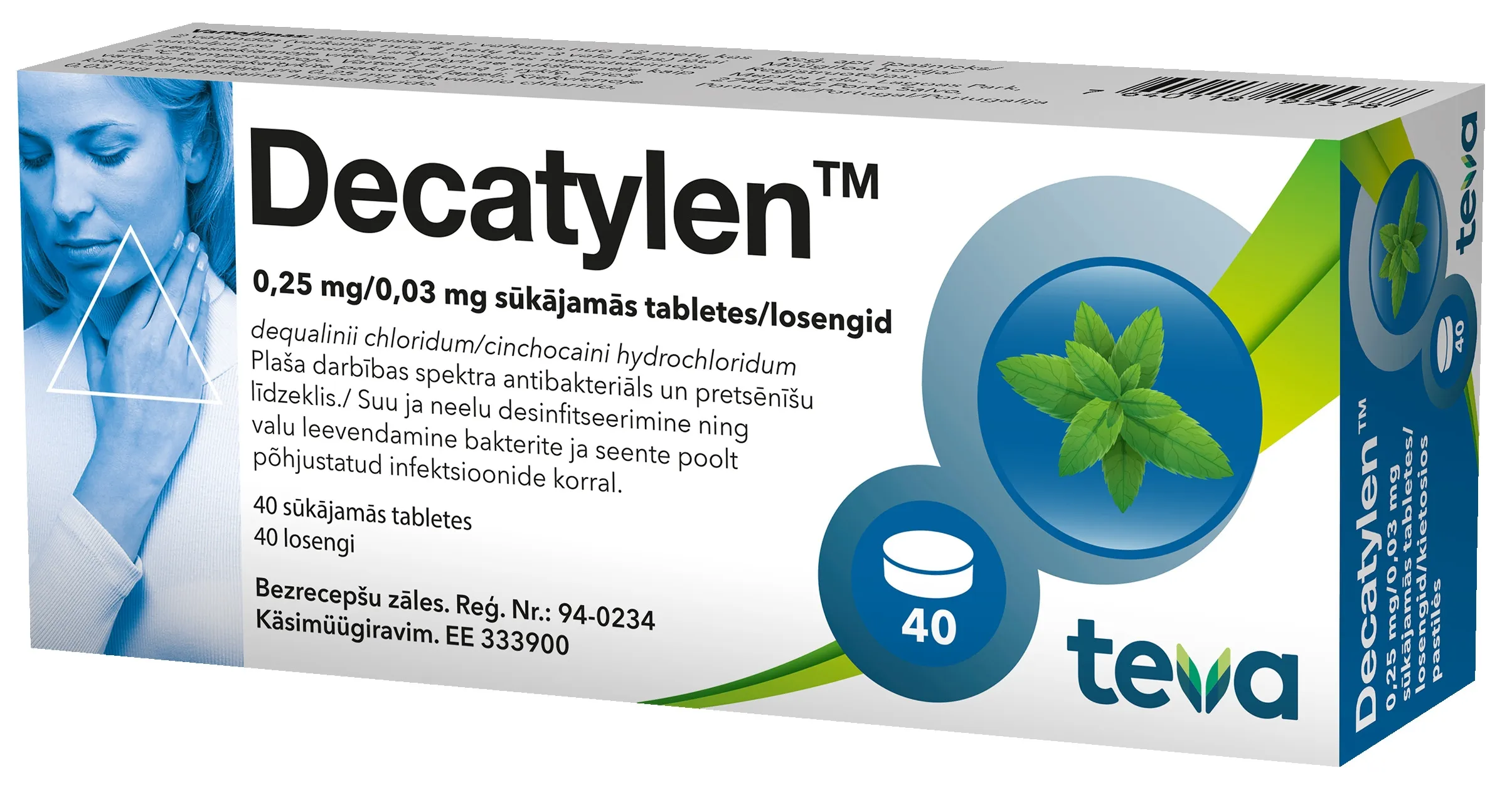 DECATYLEN 0.25mg/0.03mg sūkājamās tabletes, 40 gab. - Produkta attēls 