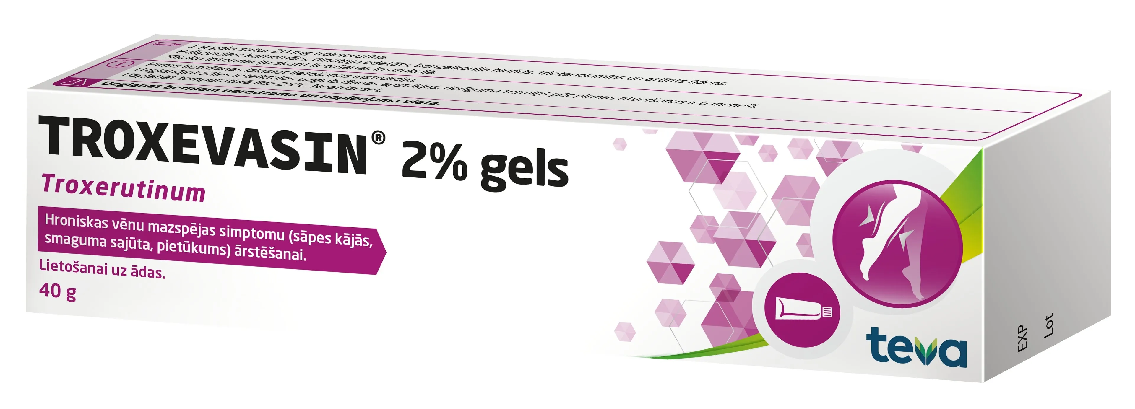 TROXEVASIN 2% gels, 40 g - Produkta attēls 
