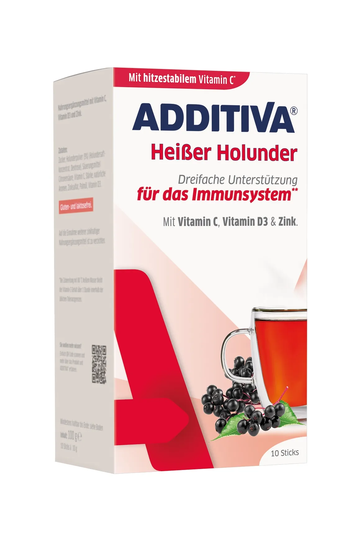 ADDITIVA Karstais plūškoks + C vitamīns + cinks + D3 vitamīns pulveris - Produkta attēls 