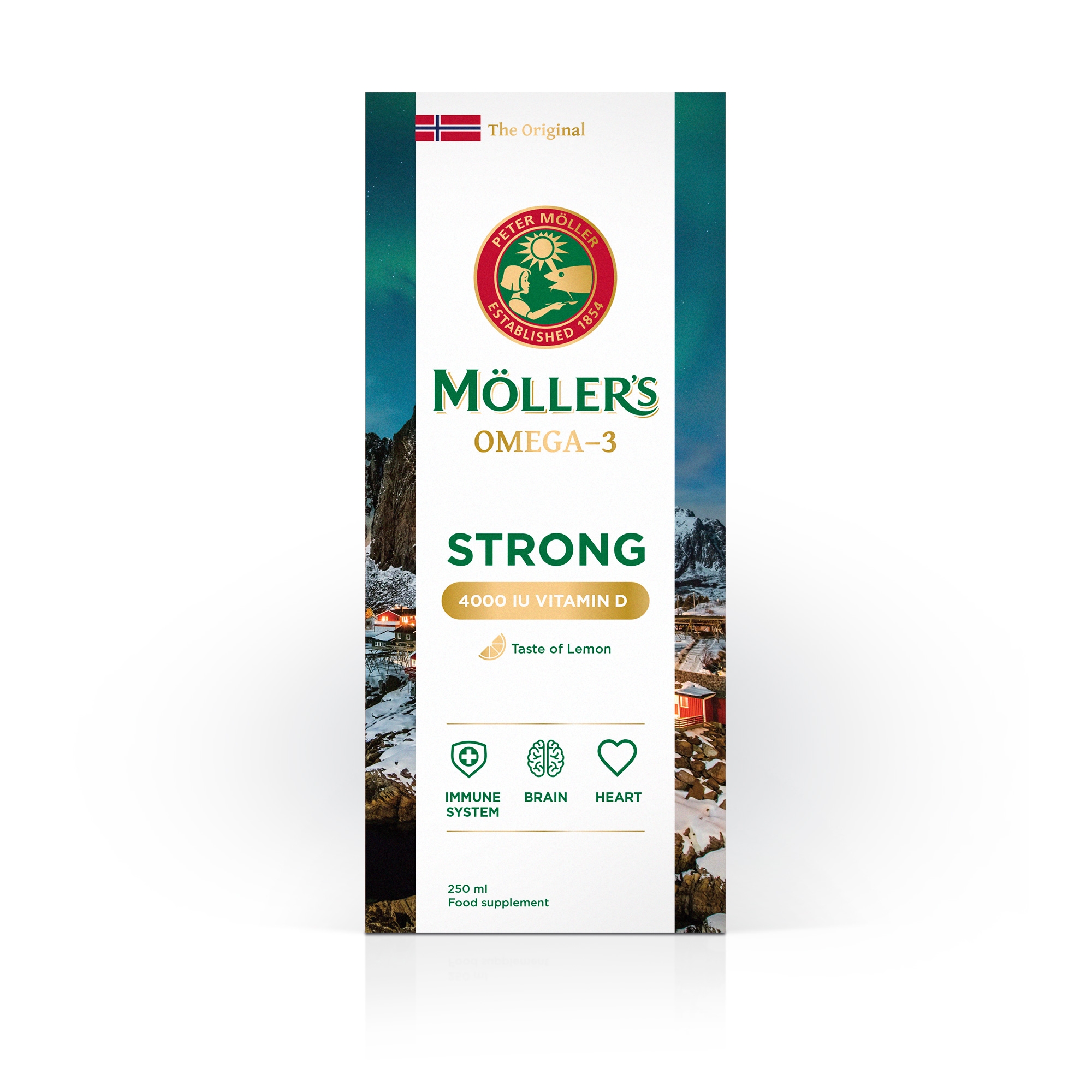 MOLLERS Strong Vitamin D zivju eļļa, 250 ml - Produkta attēls 