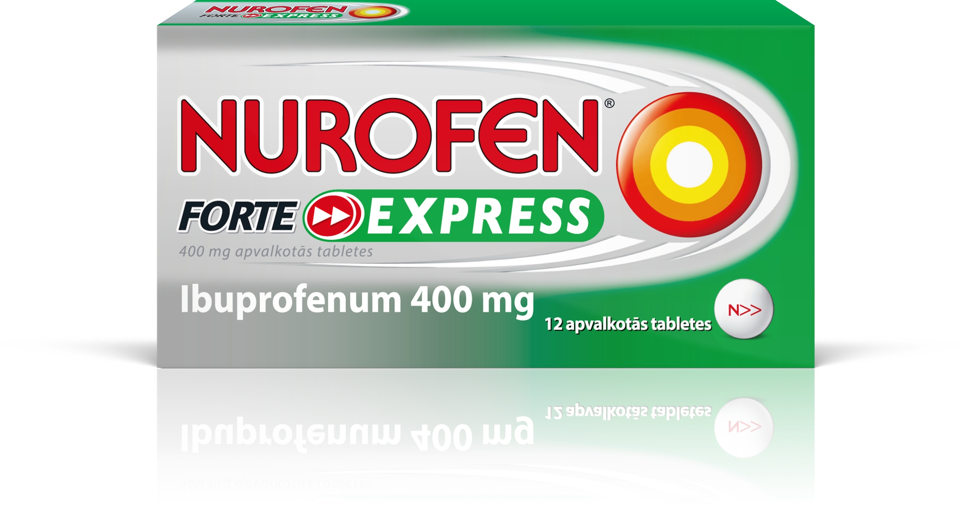 NUROFEN Forte Express 400 mg apvalkotās tabletes, 12 gab. - Produkta attēls 