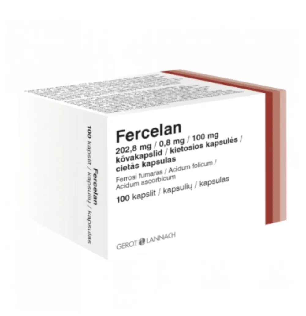 FERCELAN 202.8MG/0.8MG/100MG CPS N100 - Produkta attēls 