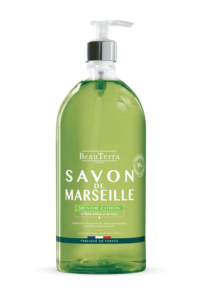 BEAUTERRA piparmētru-citronu Marseļas šķidrās ziepes, 1 l - Produkta attēls 