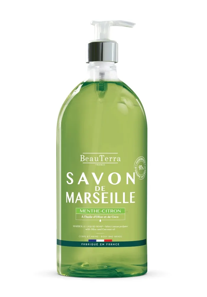 BEAUTERRA piparmētru-citronu Marseļas šķidrās ziepes, 1 l - Produkta attēls 