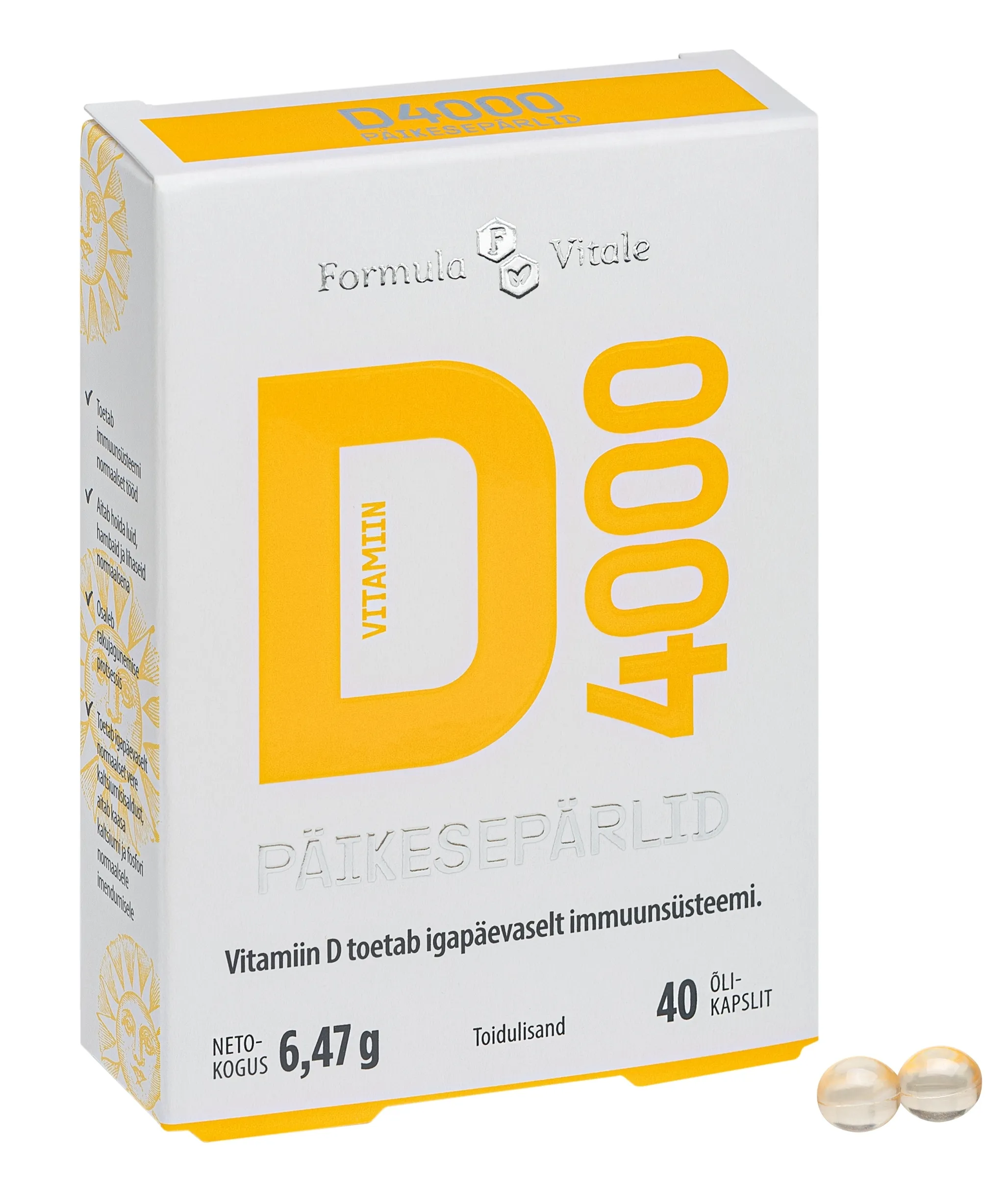 FORMULA VITALE D VITAMĪNS 4000 CPS N40 - Produkta attēls 