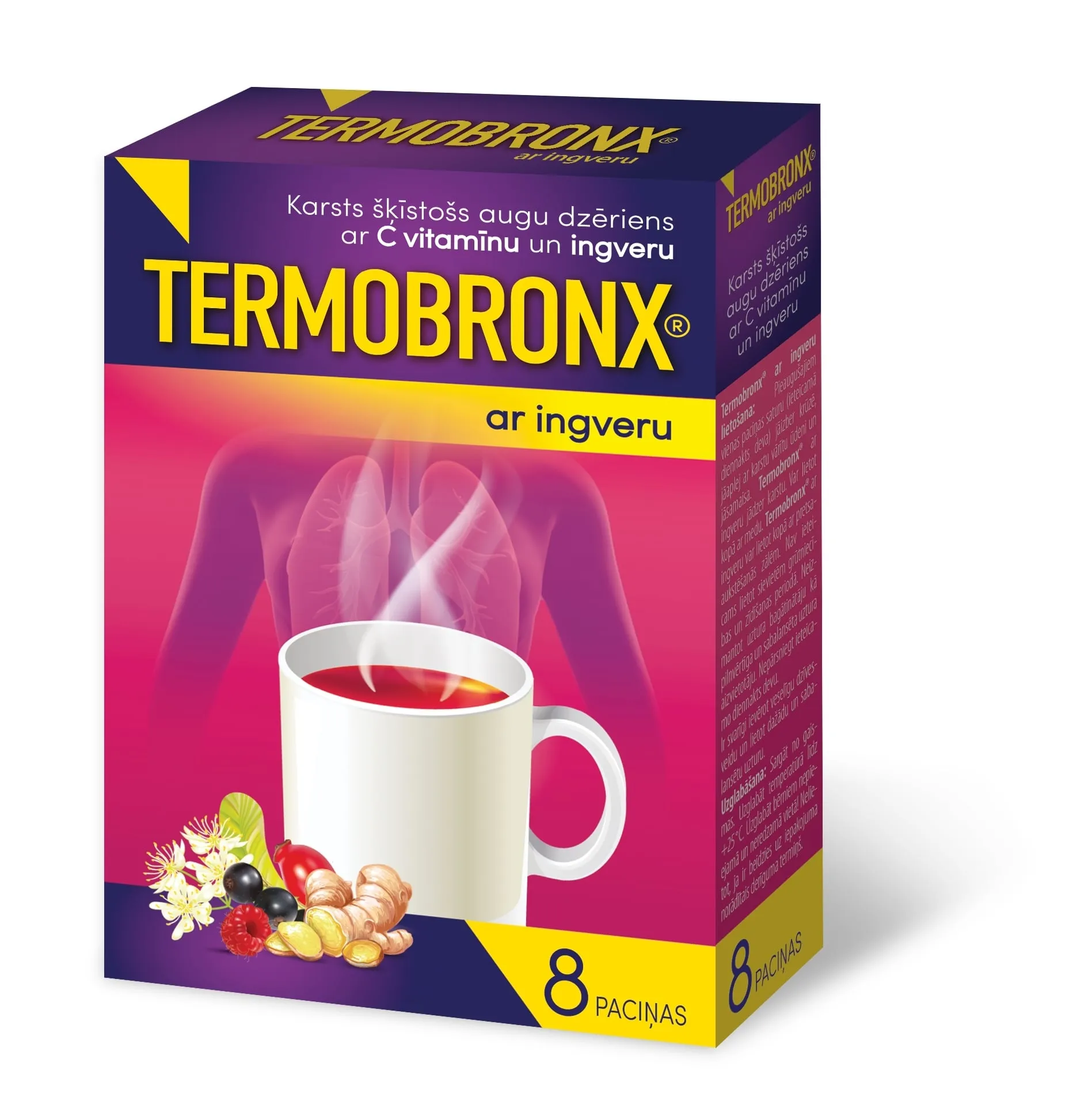 TERMOBRONX pulveris ar ingveru, 8 gab - Produkta attēls 