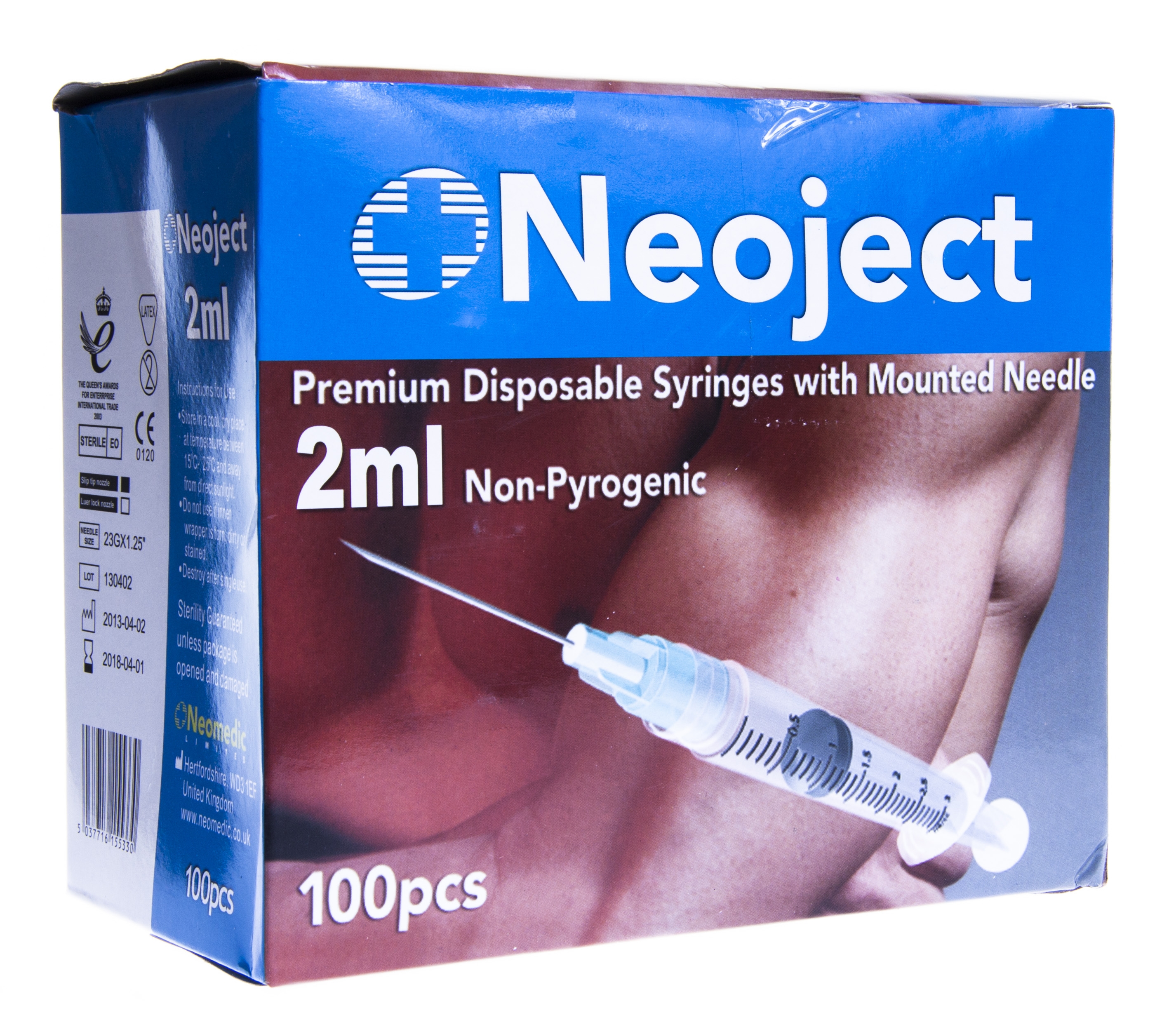 NEOJECT syringe 2/3 ml + adata 23 g, 100 gab. - Produkta attēls 