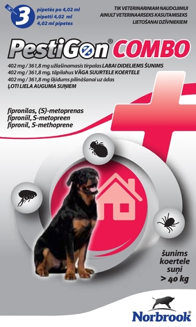 PESTIGON COMBO 402MG/361.8MG ŠĶĪD SUŅIEM (40-60KG) N3 - Produkta attēls 