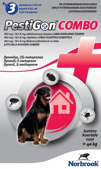 PESTIGON COMBO 402MG/361.8MG ŠĶĪD SUŅIEM (40-60KG) N3 - Produkta attēls 