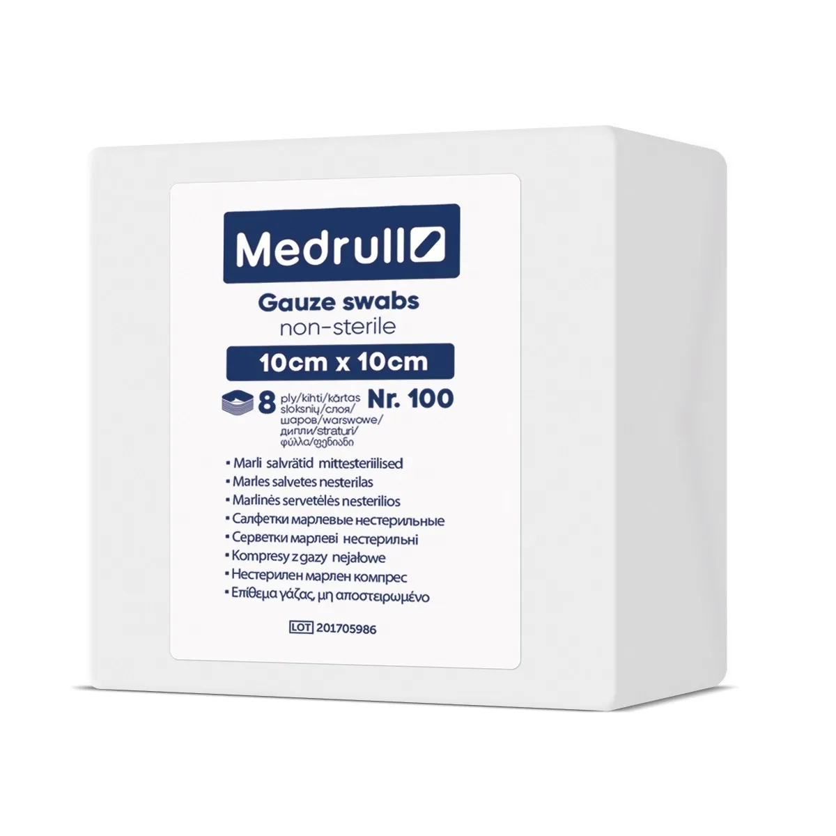 MEDRULL Salvetes marles nest., 10 cm х 10 cm, 8-sl., 100 gab - Produkta attēls 