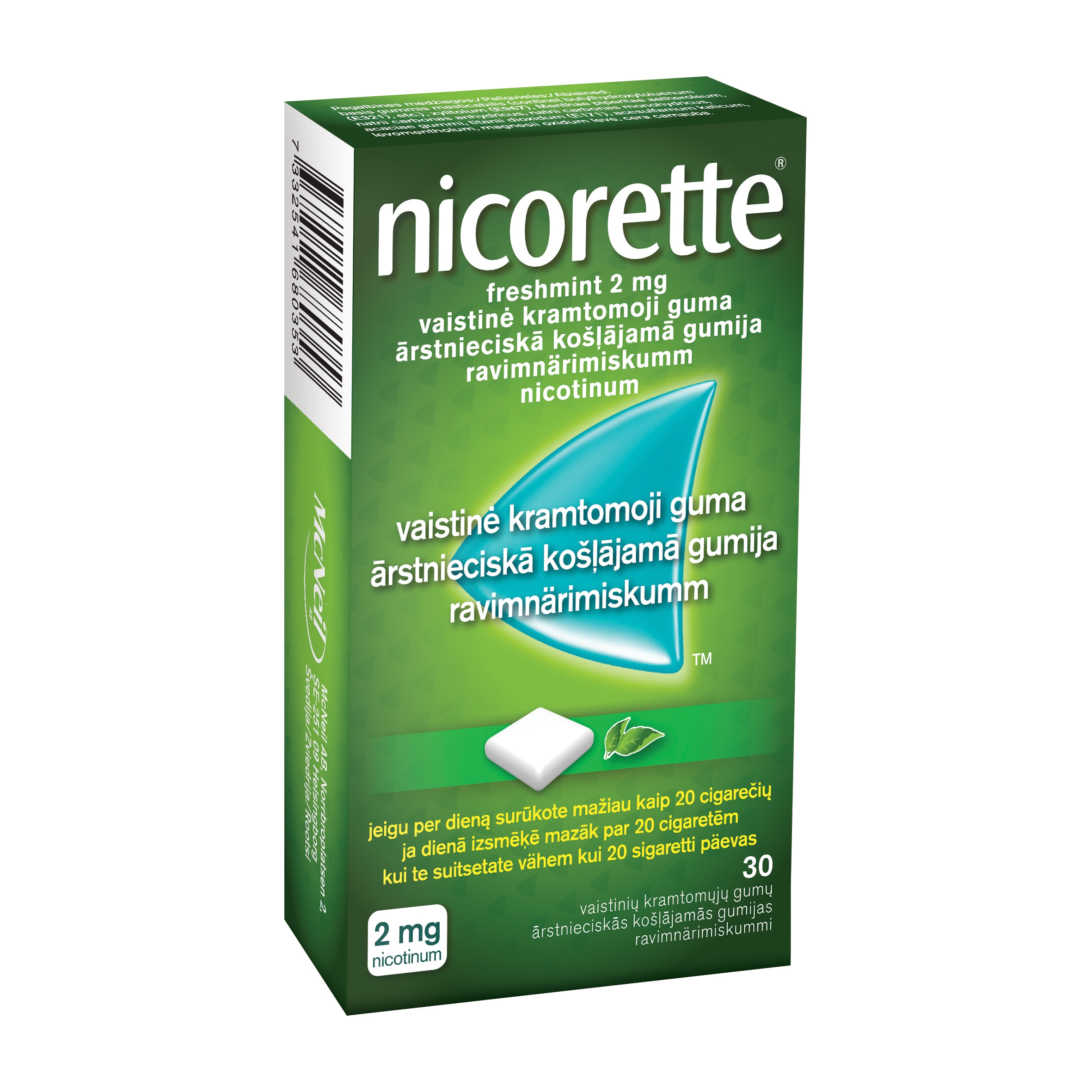 NICORETTE Freshmint 2 mg košļājamā gumija, 30 gab. - Produkta attēls 8