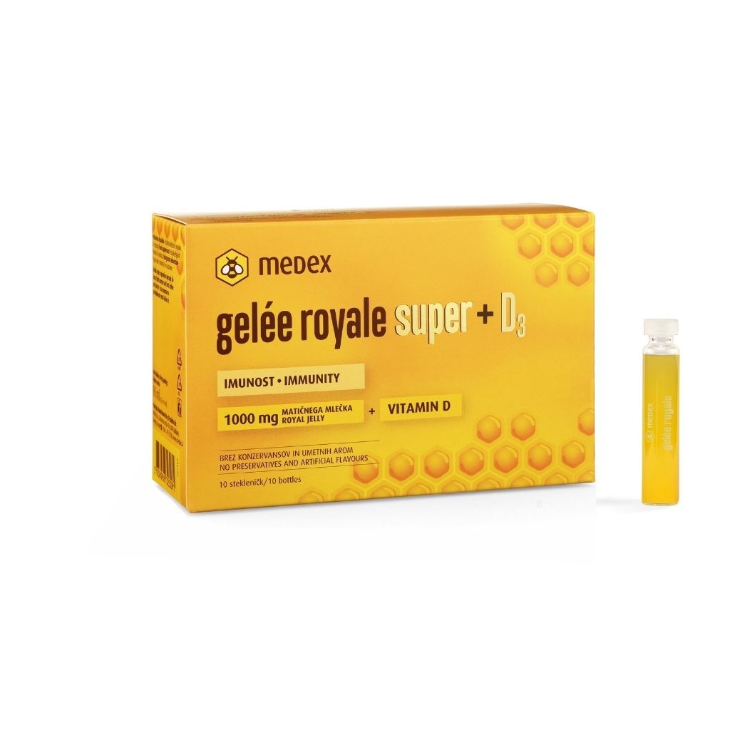 MEDEX Gelee Royale Super + D3 9 ml ampulas, 16 gab - Produkta attēls 