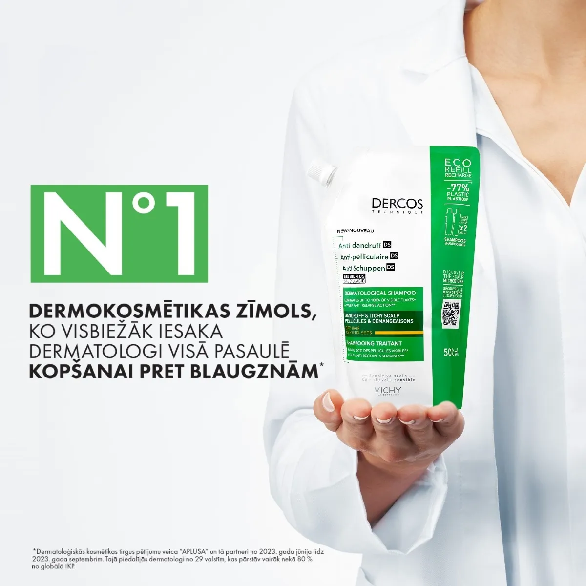 VICHY Dercos DS pretblaugznu šampūns sausiem matiem Refill 390ml - Produkta attēls 3
