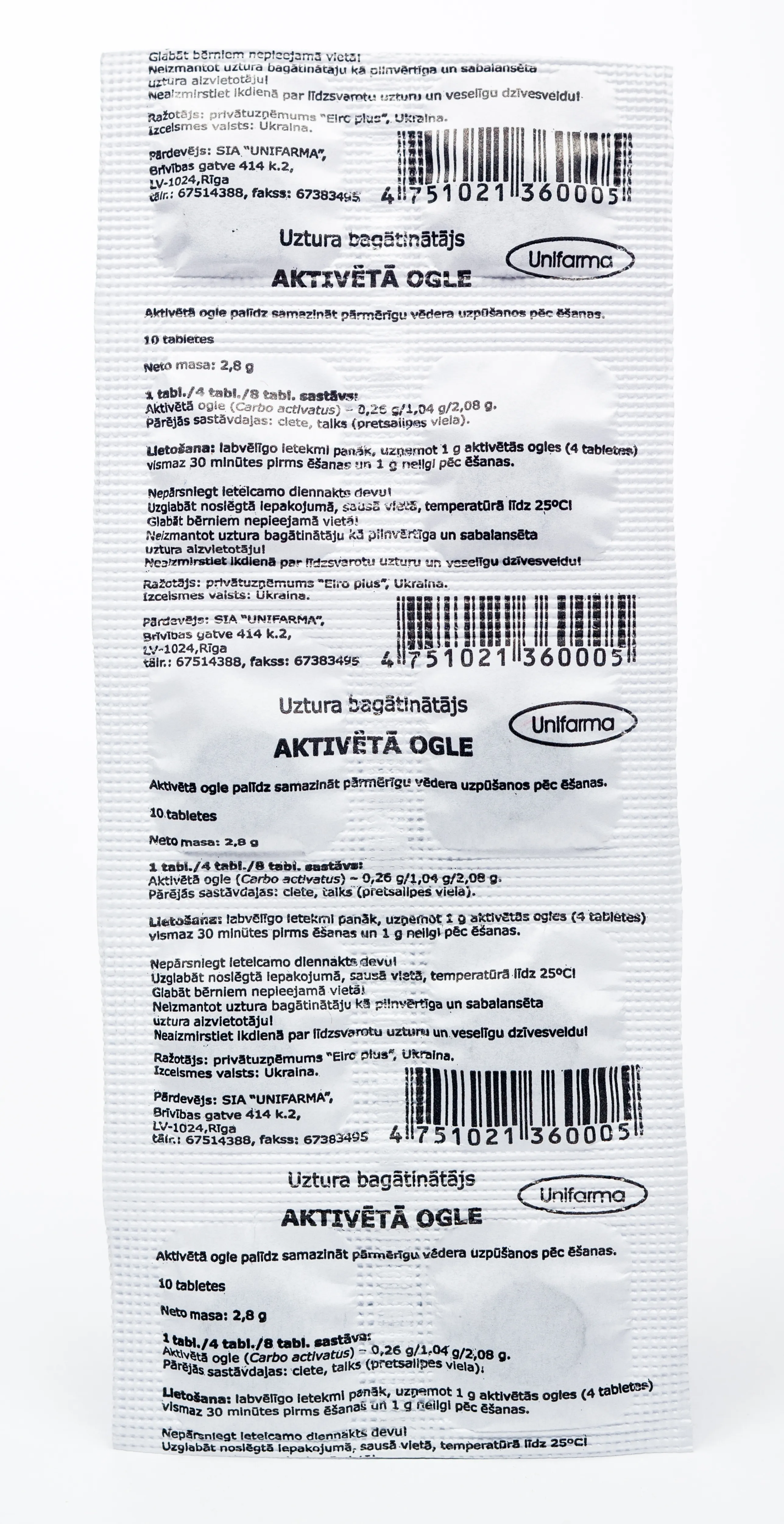 OGLE Aktīvā tabletes, 250 mg, 10 gab - Produkta attēls 