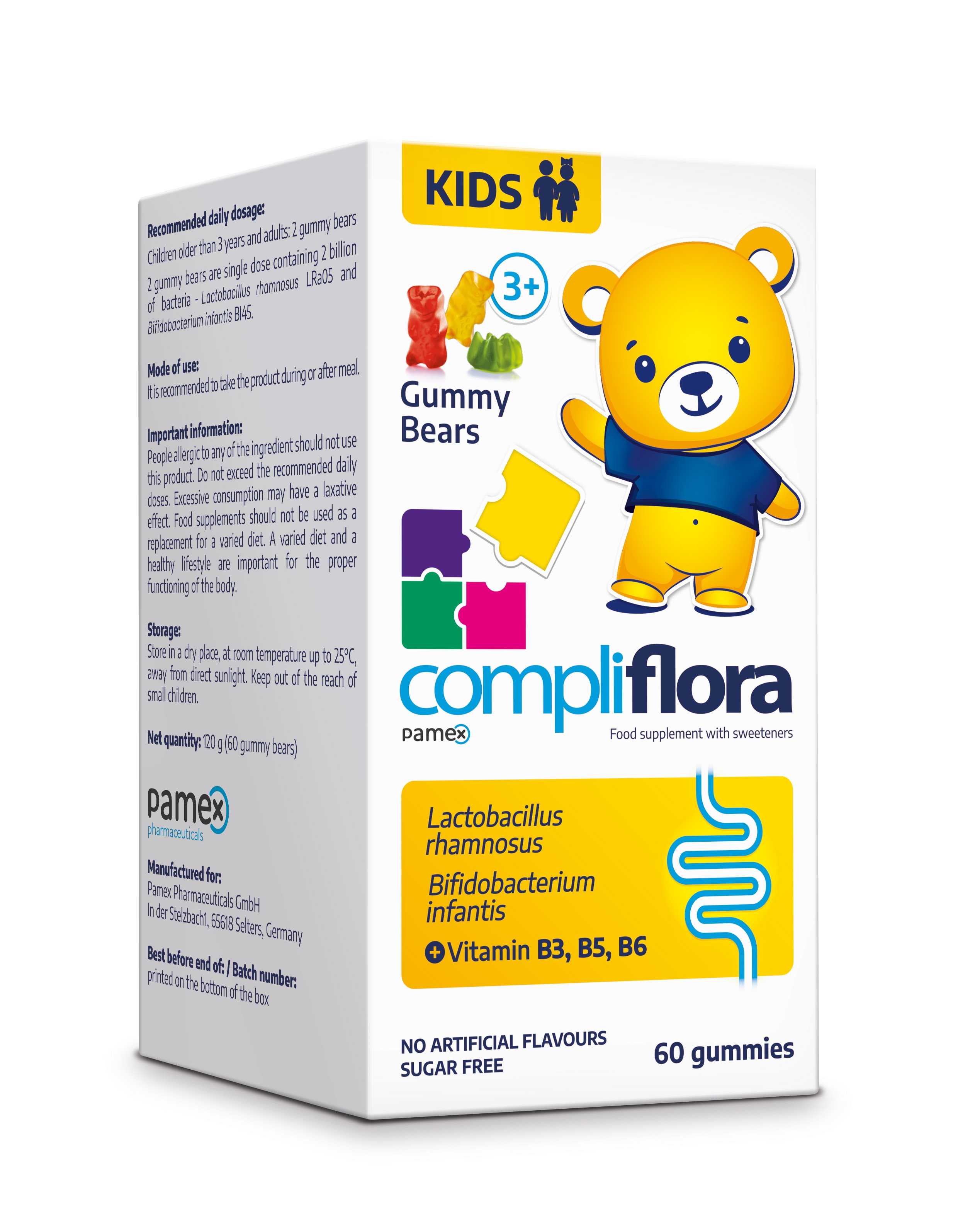 COMPLIFLORA Kids Gummy Bears pamex pastilas, 60 gab. - Produkta attēls 