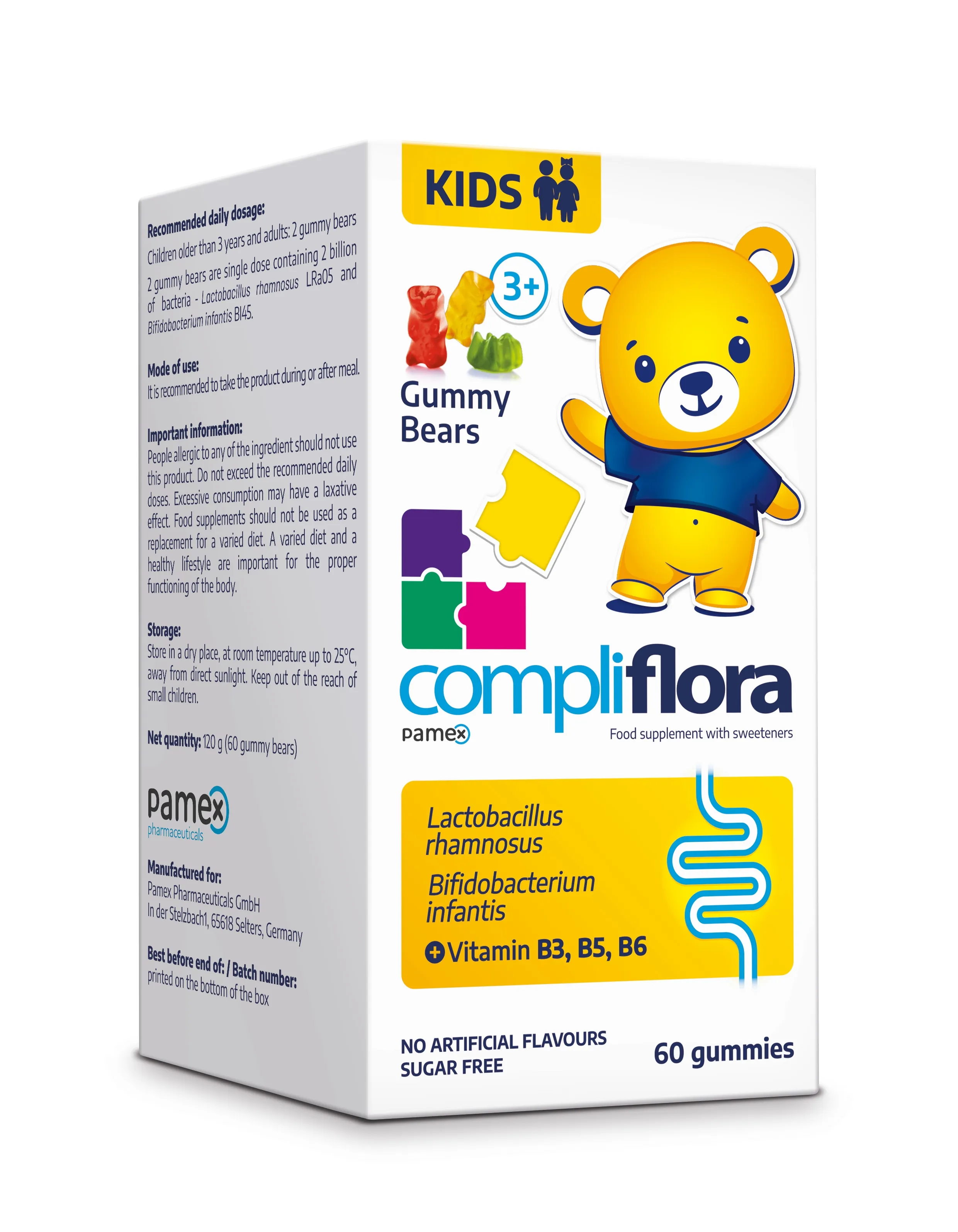 COMPLIFLORA Kids Gummy Bears pamex pastilas, 60 gab. - Produkta attēls 